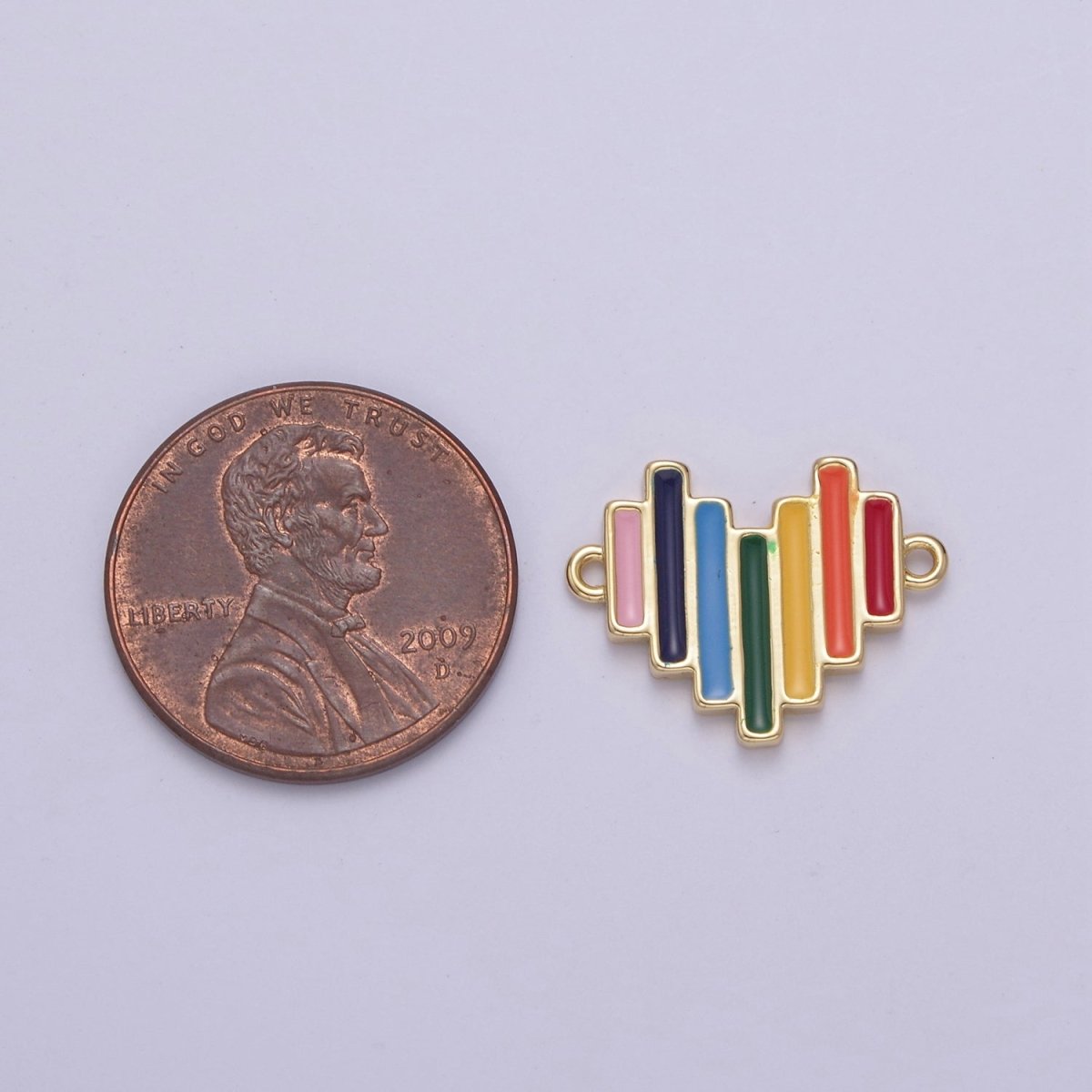 Dainty Gold Filled Enamel Rainbow Heart Connector Pendant Love Friendship Charm Necklace Bracelet DIY Valentine Jewelry Making Supply N-133 - DLUXCA