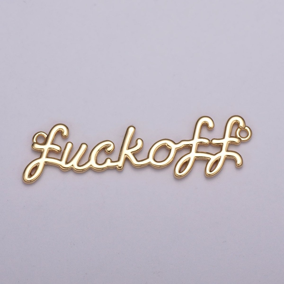 Dainty Gold Filled Fuck Off Charm for Necklace Bracelet, Fuckoff Link Connector, Fuck Off Word Cursive Jewelry Silver Personalized Script Necklace, Swear Word Pendant Trend Jewelry Y-401 Y-402