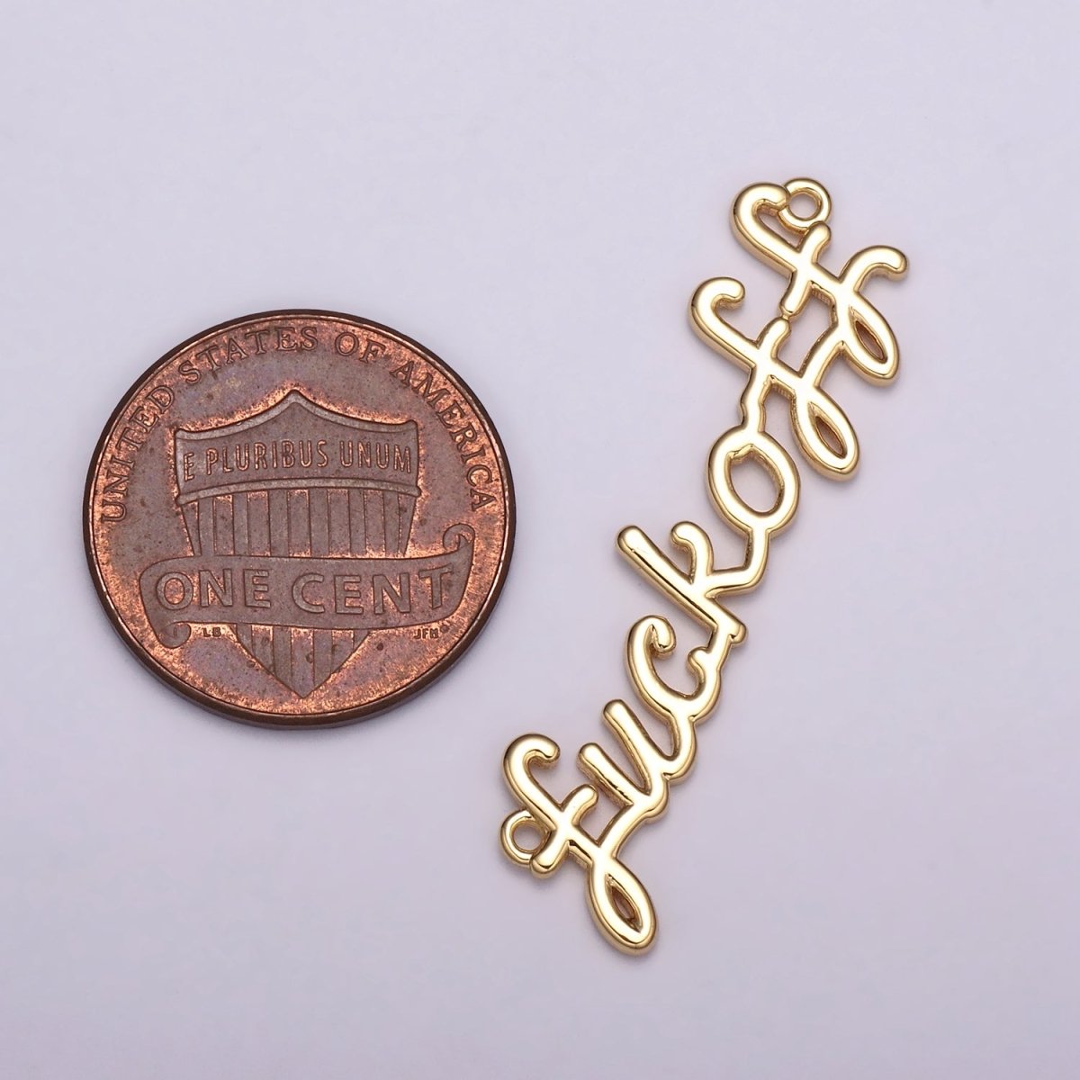 Dainty Gold Filled Fuck Off Charm for Necklace Bracelet, Fuckoff Link Connector, Fuck Off Word Cursive Jewelry Silver Personalized Script Necklace, Swear Word Pendant Trend Jewelry Y-401 Y-402