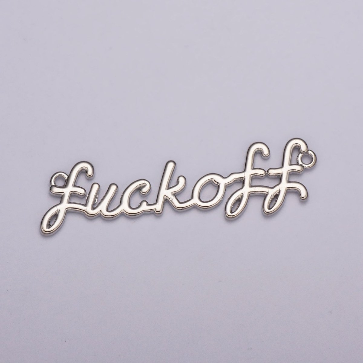 Dainty Gold Filled Fuck Off Charm for Necklace Bracelet, Fuckoff Link Connector, Fuck Off Word Cursive Jewelry Silver Personalized Script Necklace, Swear Word Pendant Trend Jewelry Y-401 Y-402