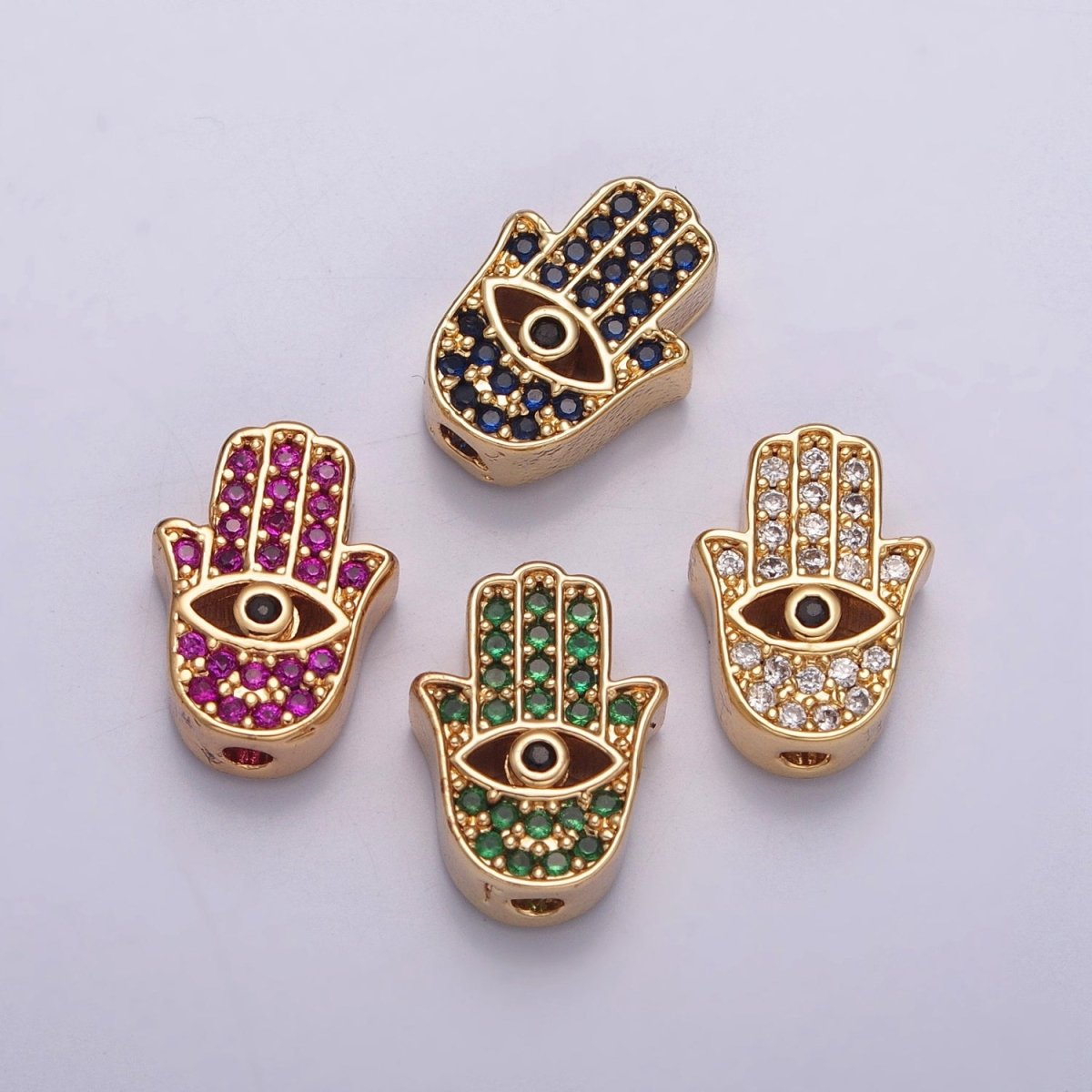 Dainty Gold Filled Hamsa Hand Bead Spacer for Bracelet Component W-908 W-909 W-910 W-911