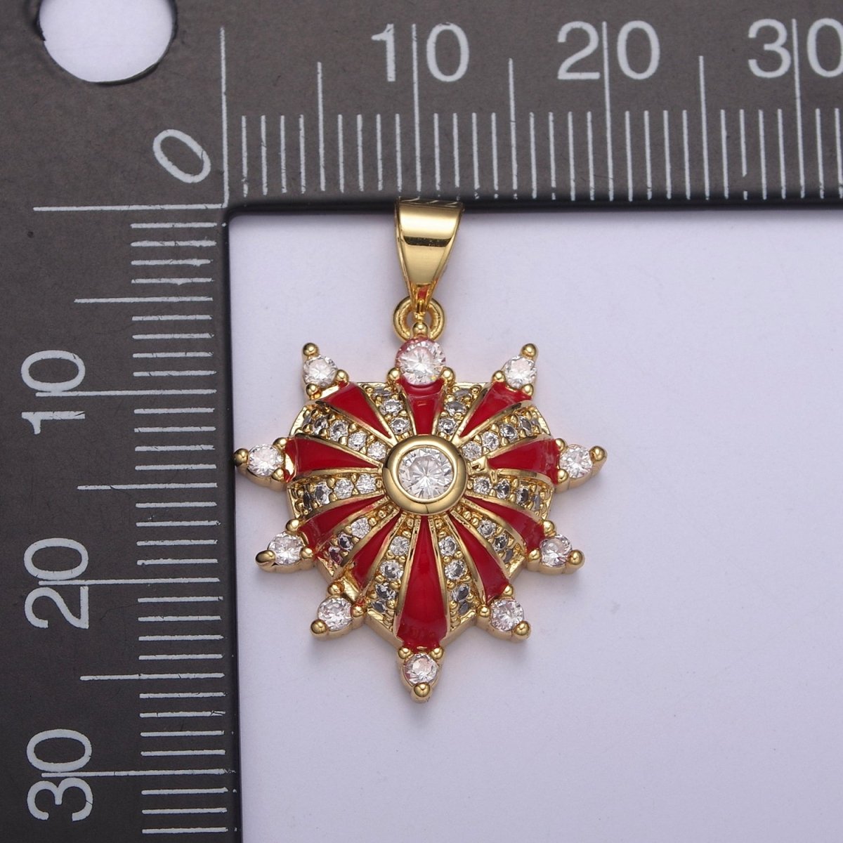 Dainty Gold Filled Heart Charm Enamel Love Medallion with Sunburst Radial Heart Pendant for Valentine Jewelry Making H-436 H439 H-440 H-441
