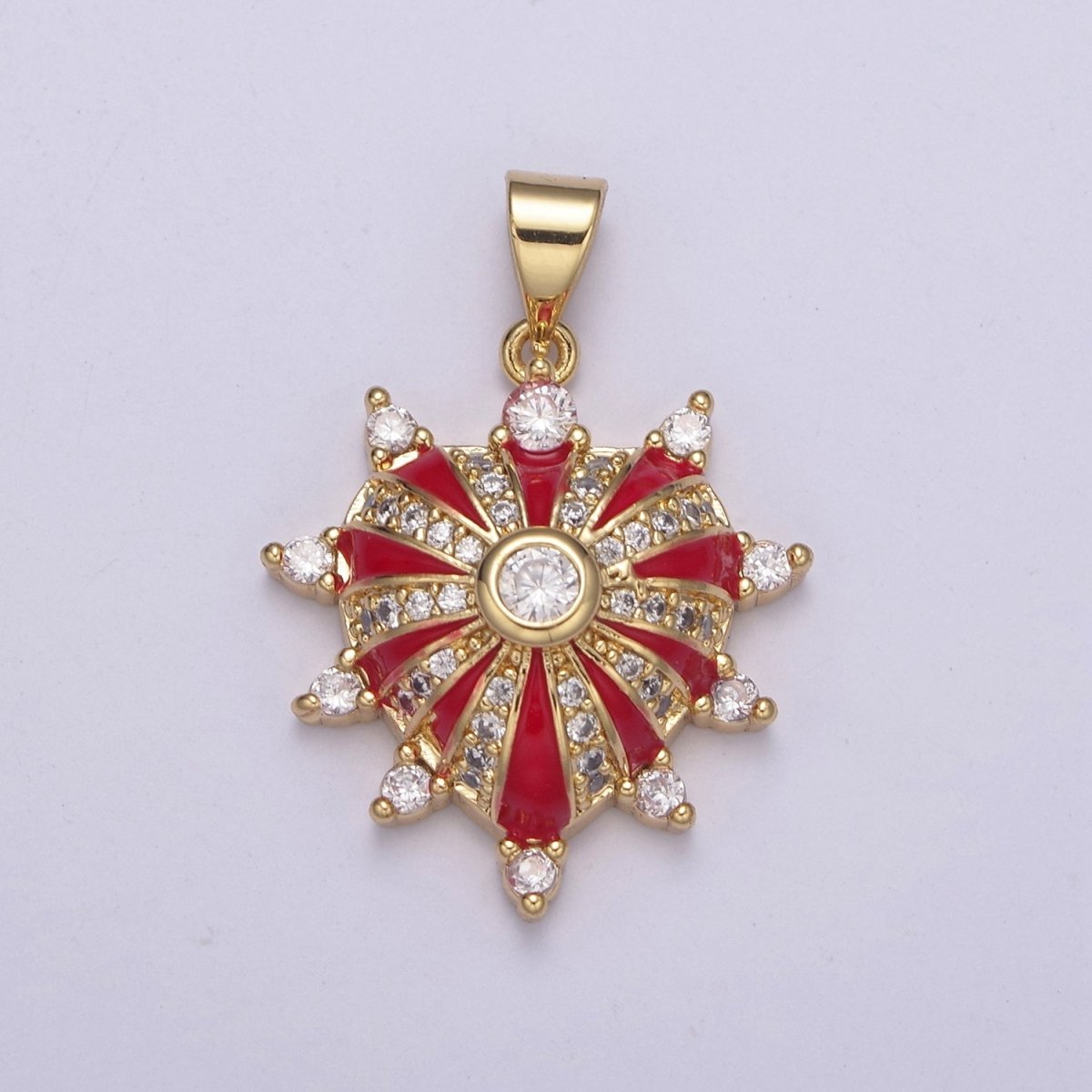 Dainty Gold Filled Heart Charm Enamel Love Medallion with Sunburst Radial Heart Pendant for Valentine Jewelry Making H-436 H439 H-440 H-441
