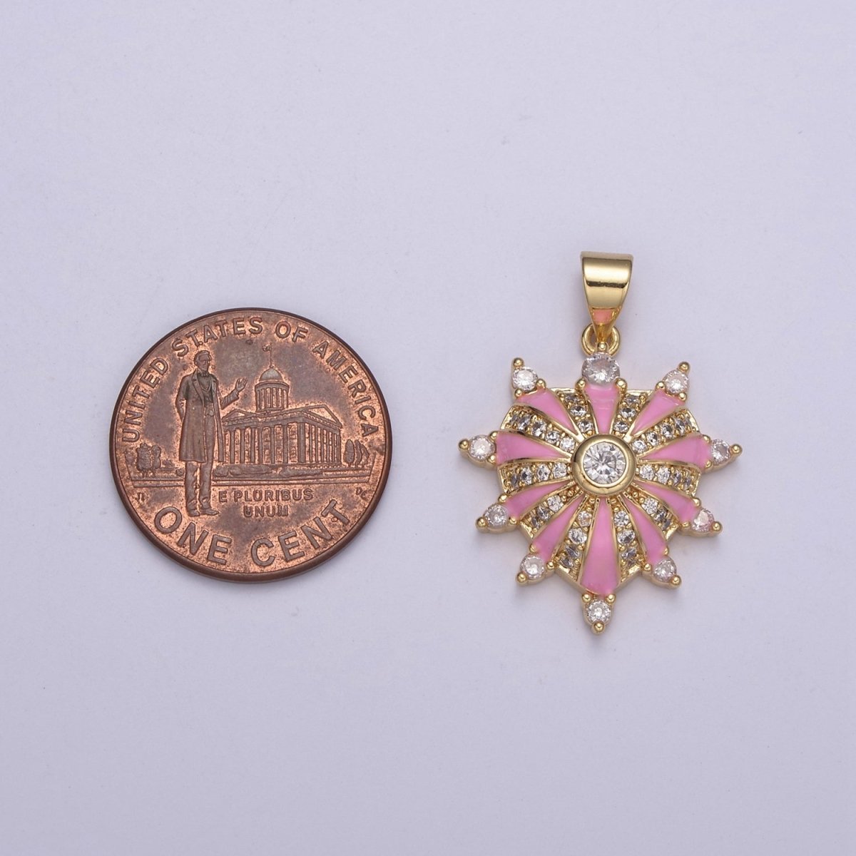 Dainty Gold Filled Heart Charm Enamel Love Medallion with Sunburst Radial Heart Pendant for Valentine Jewelry Making H-436 H439 H-440 H-441