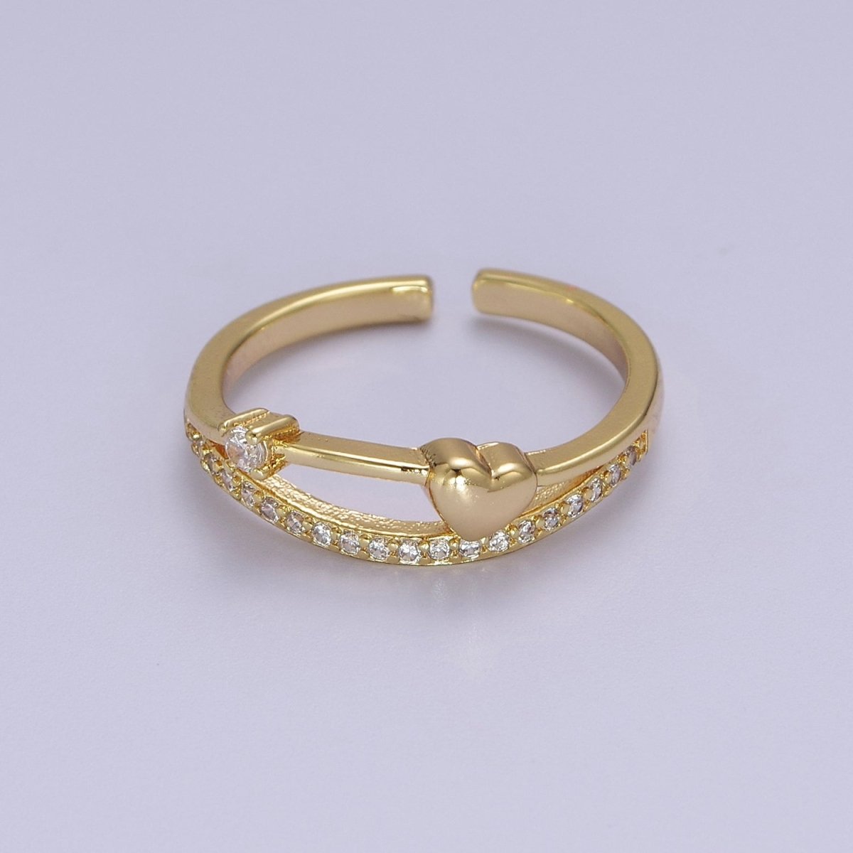 Dainty Gold Filled Heart CZ Ring S-513 - DLUXCA