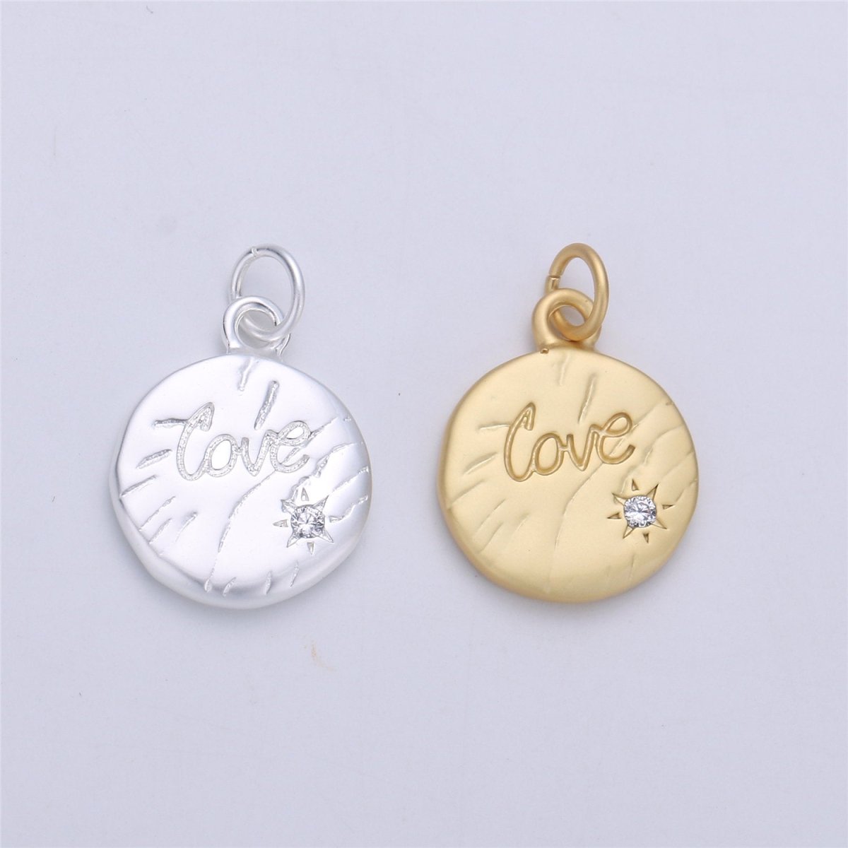 Dainty Gold filled Love Charms Word Disc Charm for necklace bracelet earring Jewelry Making Supply 20x15mm,C-912