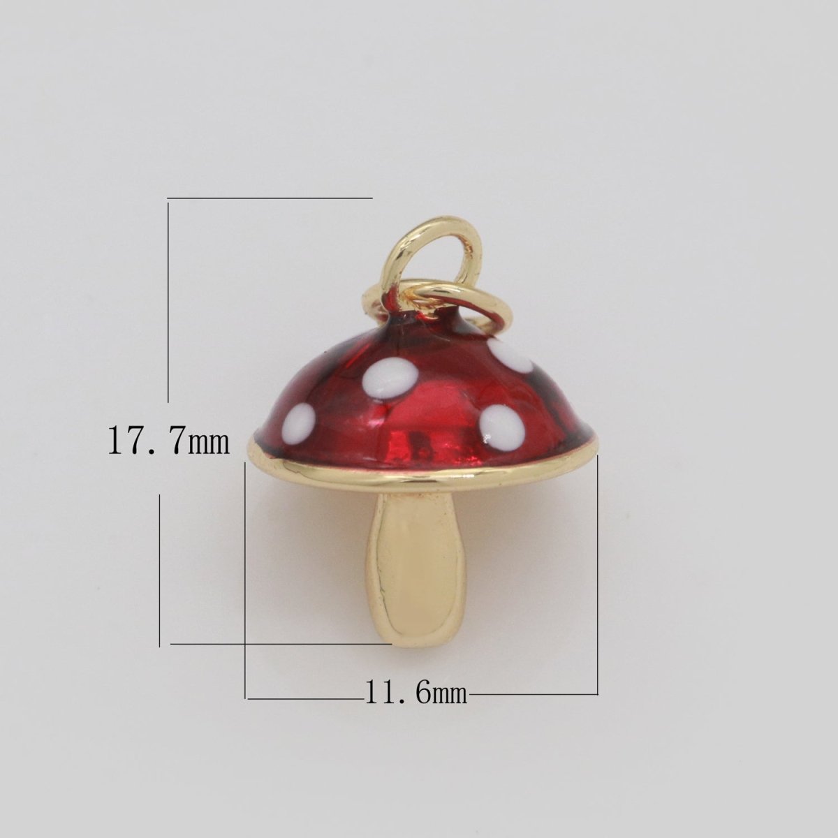 Dainty Gold Filled Magic Mushroom Charm Red Mushroom Pendant Novelty Charm, Fungi Jewelry, Mushroom Gift Funky for Bracelet Necklace Earring M-606 - DLUXCA