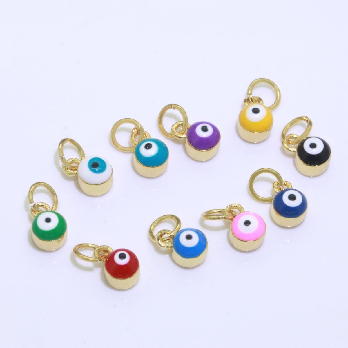 Dainty Gold Filled Mini Enamel Evil Eyes Charm, Tiny Round Evil Eye Charm, Pendants for Necklace Bracelet Earring add on charm