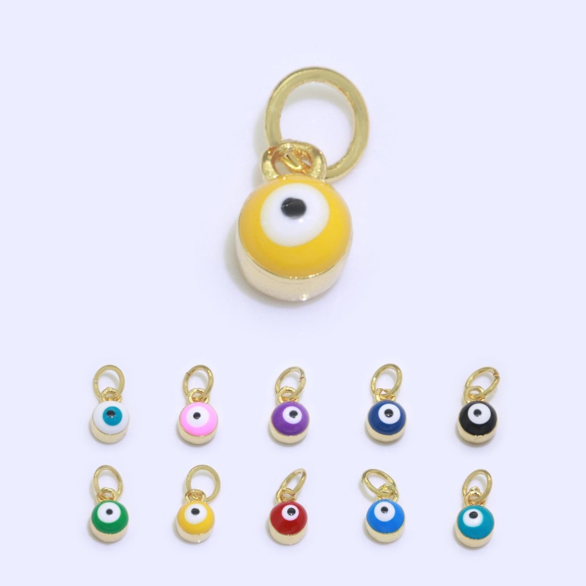 Dainty Gold Filled Mini Enamel Evil Eyes Charm, Tiny Round Evil Eye Charm, Pendants for Necklace Bracelet Earring add on charm