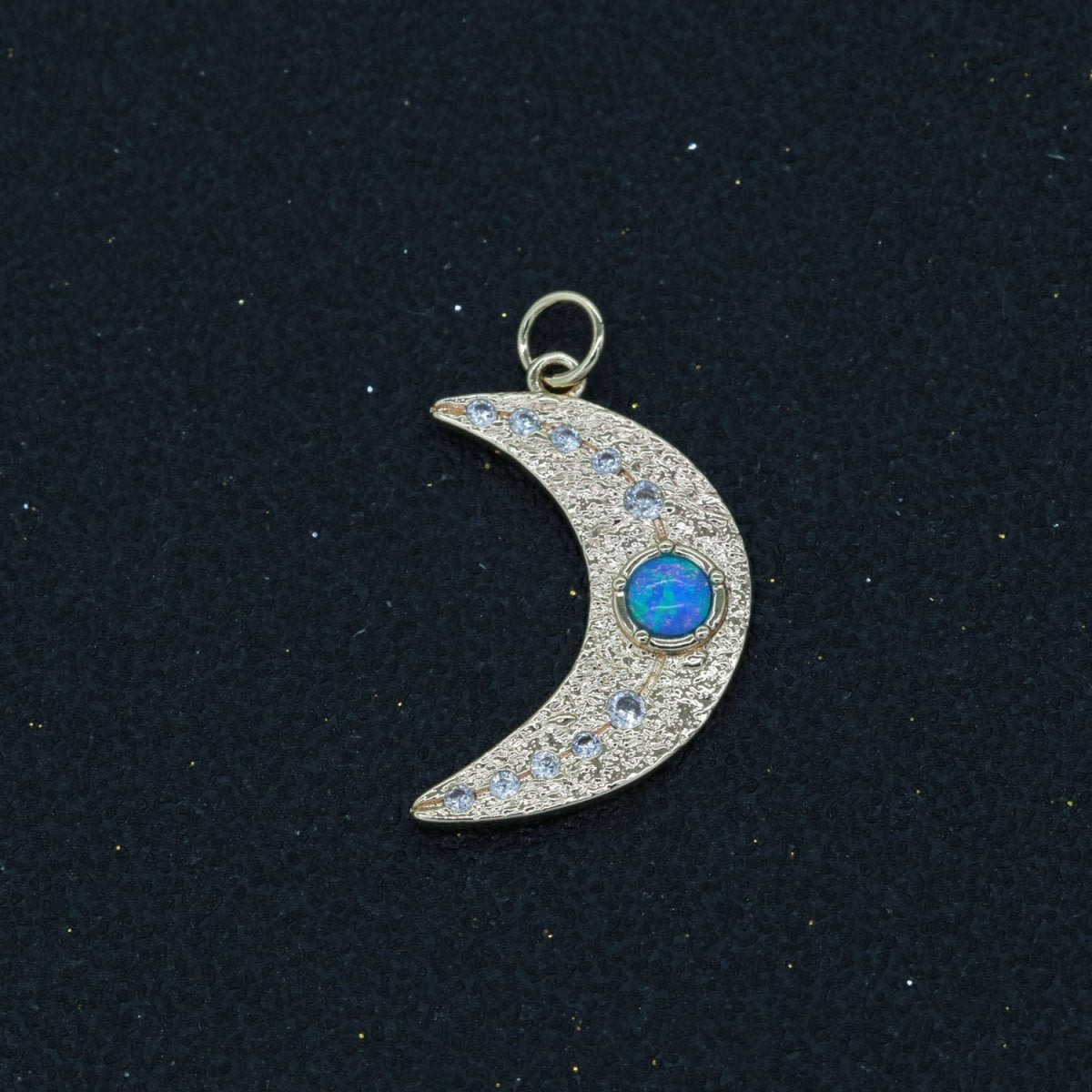 Dainty Gold Filled Opal Moon CZ Micro Pave Moon Pendant , Cubic Moon Star Charms for Necklace Earring Bracelet Charms E-903 E-904