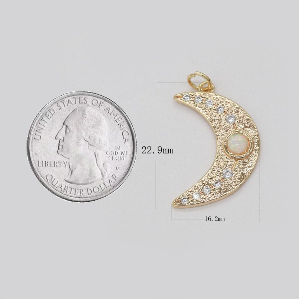Dainty Gold Filled Opal Moon CZ Micro Pave Moon Pendant , Cubic Moon Star Charms for Necklace Earring Bracelet Charms E-903 E-904