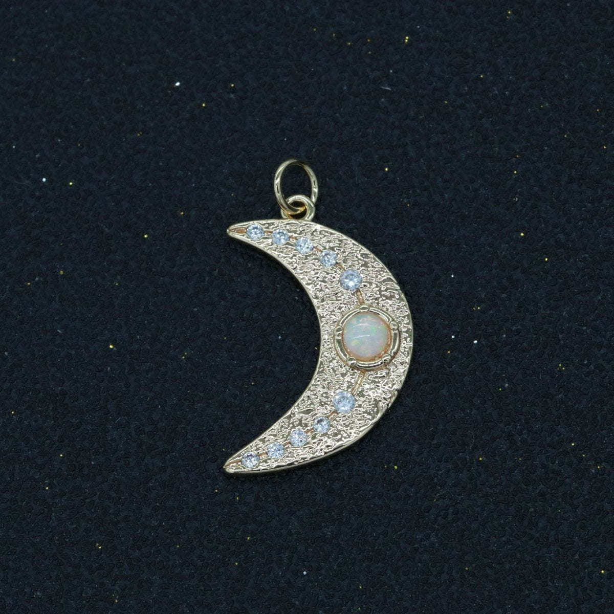 Dainty Gold Filled Opal Moon CZ Micro Pave Moon Pendant , Cubic Moon Star Charms for Necklace Earring Bracelet Charms E-903 E-904