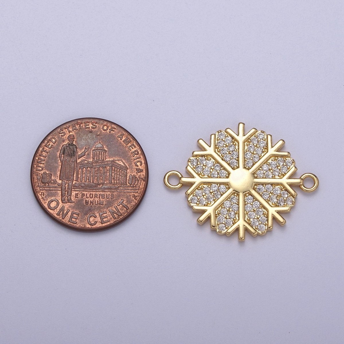 Dainty Gold Filled Snow Charm Connector Cz Snow Flake Link Connector for Bracelet Earring Necklace F-126 - DLUXCA