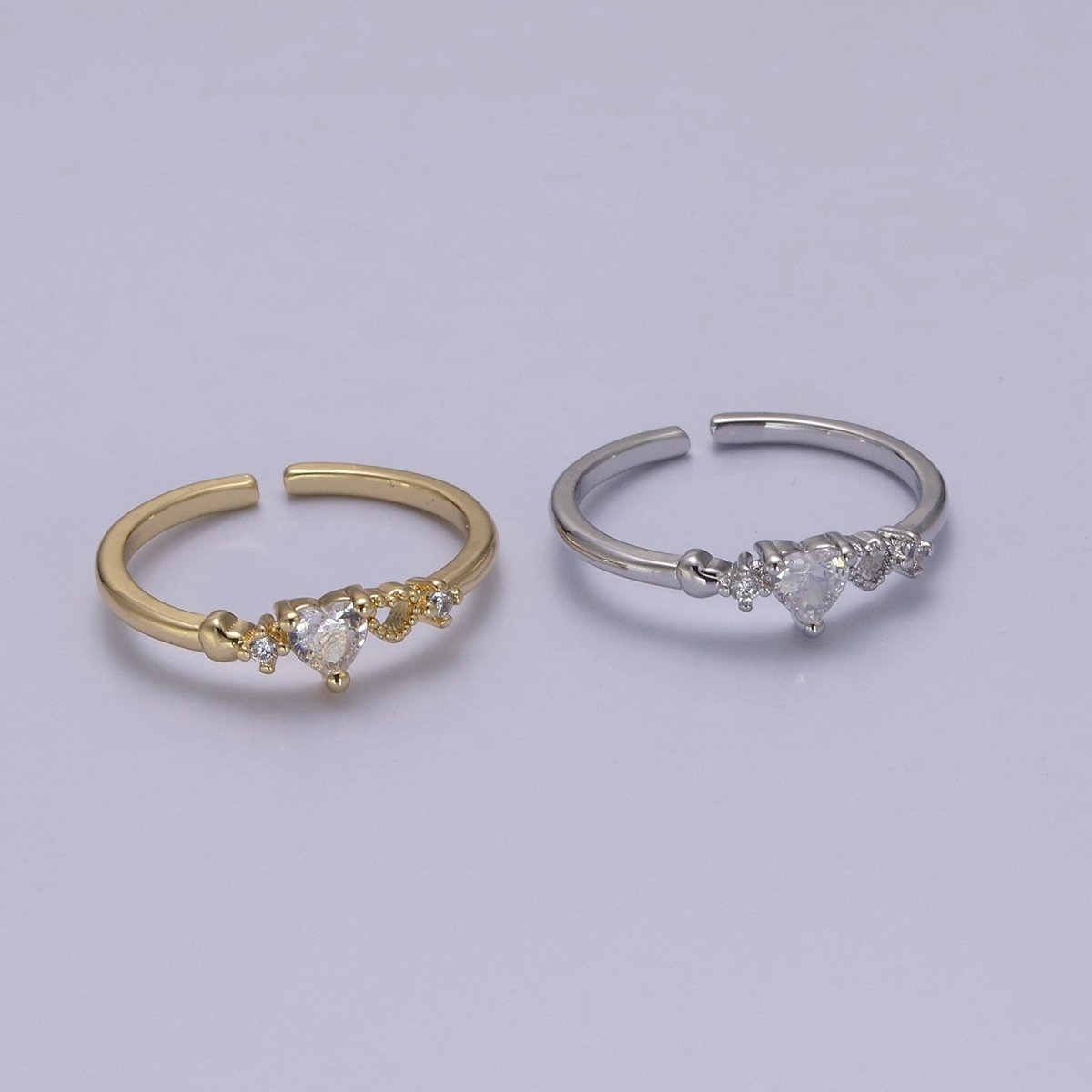 Dainty Gold Filled Sweet Heart Ring Open Adjustable S-440