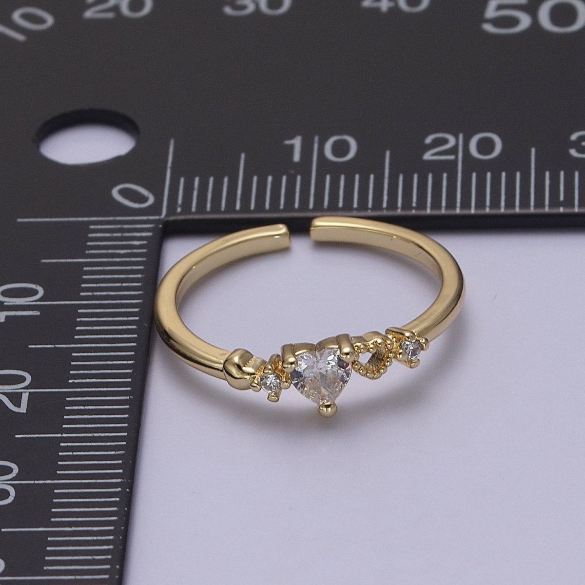Dainty Gold Filled Sweet Heart Ring Open Adjustable S-440