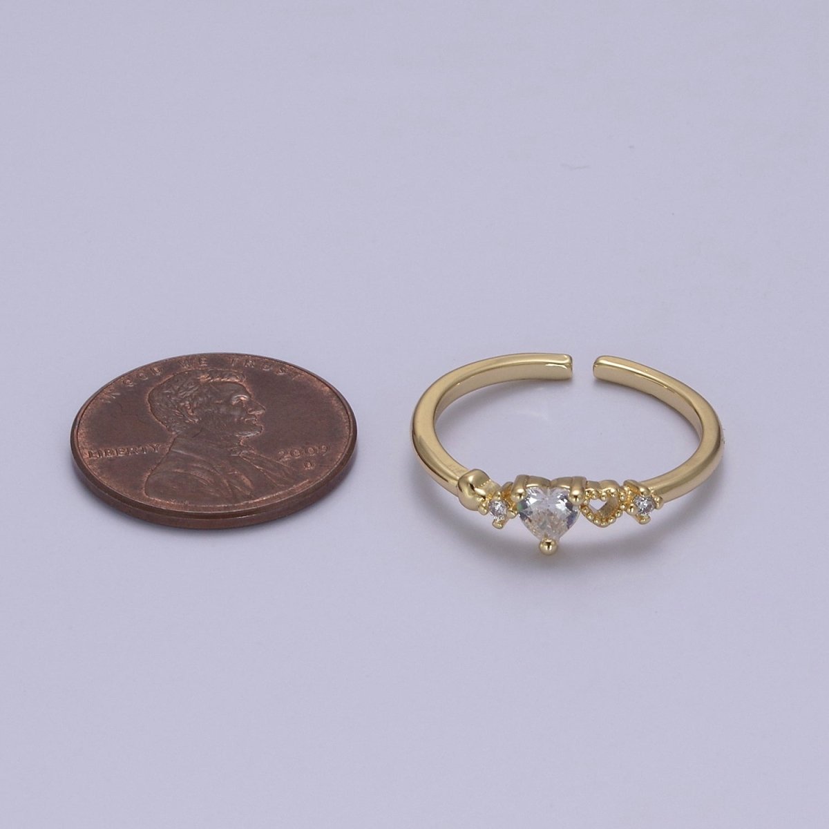 Dainty Gold Filled Sweet Heart Ring Open Adjustable S-440