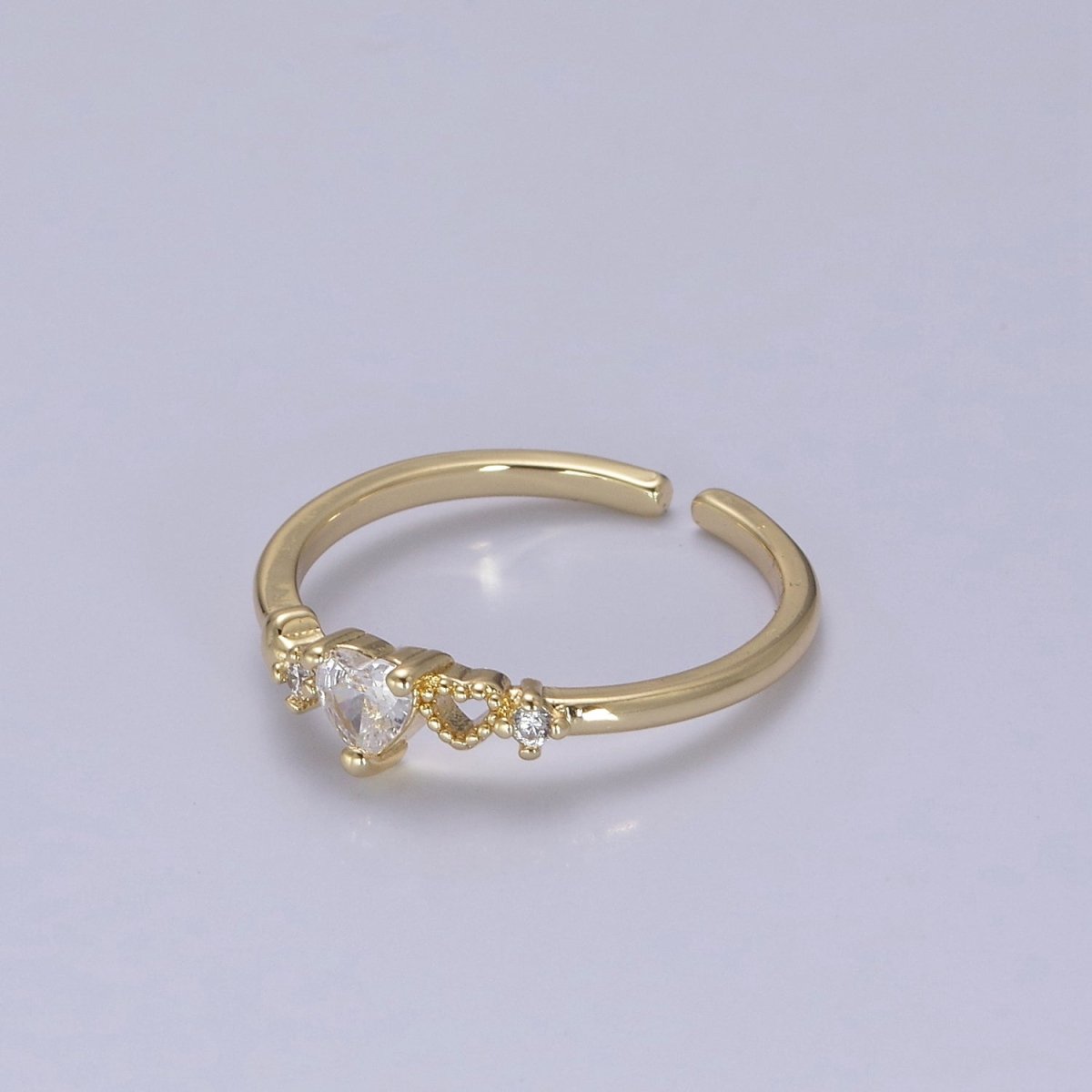 Dainty Gold Filled Sweet Heart Ring Open Adjustable S-440