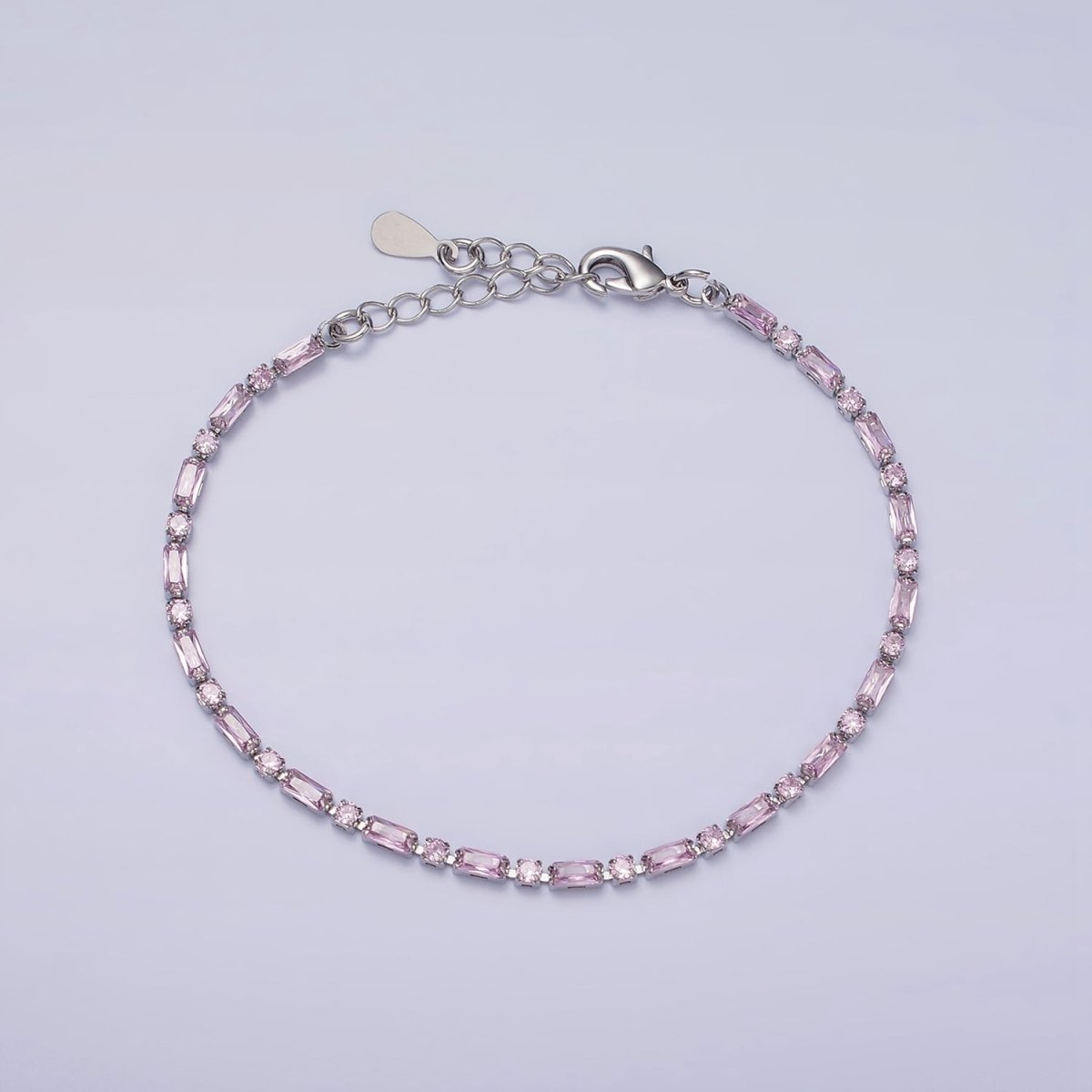 Dainty Gold Filled Tennis Bracelet Emerald Green Mix Baguette Round Clear Pink Green Cubic Zirconia Link Tennis Bracelet Minimalist Jewelry | WA-1824 - WA-1829 Clearance Pricing