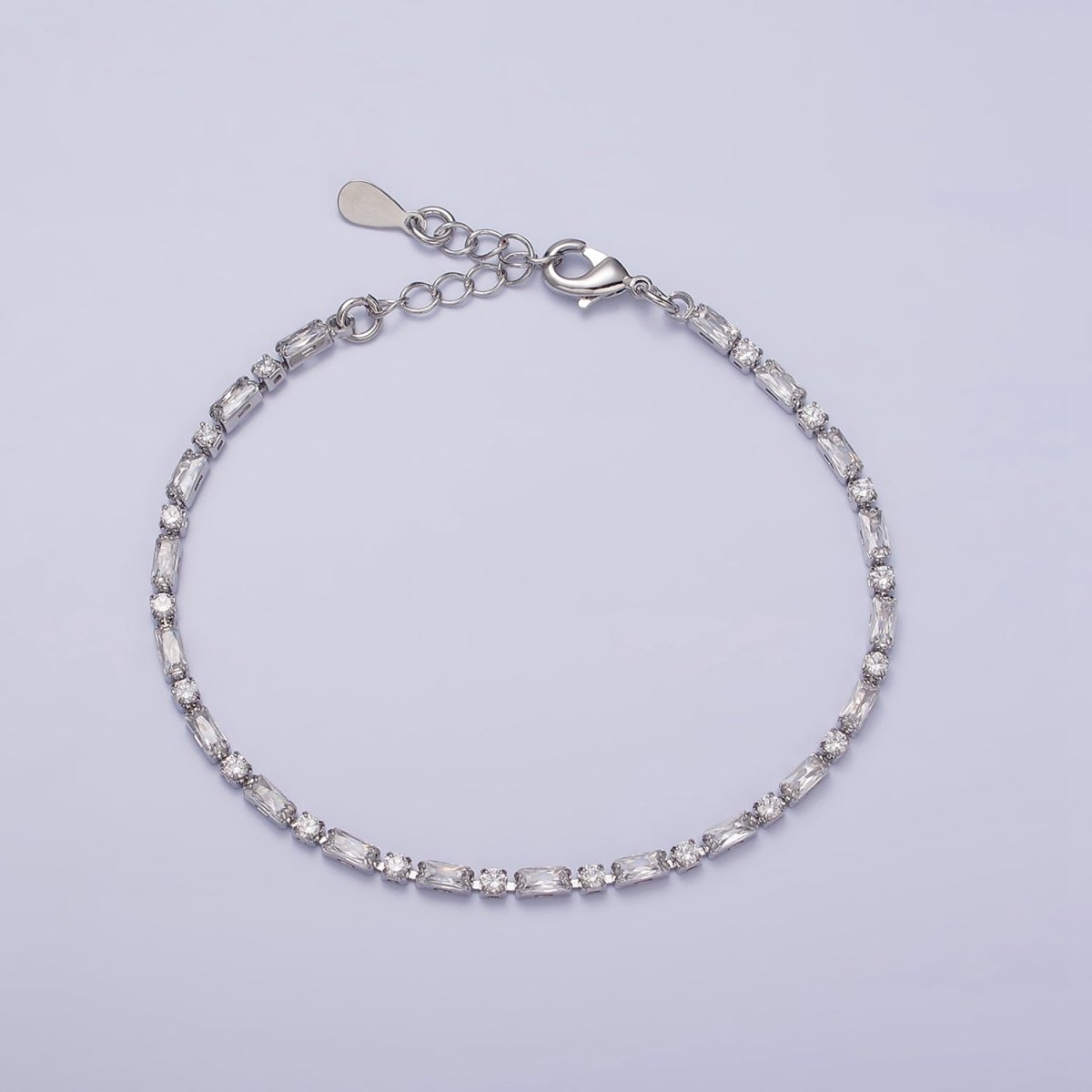 Dainty Gold Filled Tennis Bracelet Emerald Green Mix Baguette Round Clear Pink Green Cubic Zirconia Link Tennis Bracelet Minimalist Jewelry | WA-1824 - WA-1829 Clearance Pricing