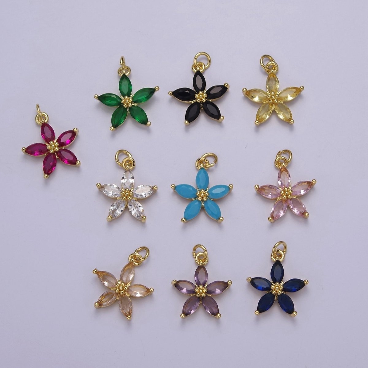Dainty Gold Five Petal Flower Pendant, Flower Charm, Gold Flower Charm, Earring Bracelet Necklace Making Finding E-448 E-456 E-463 E-466 E-469 E-491 E-510 E-513 E-514 E-549