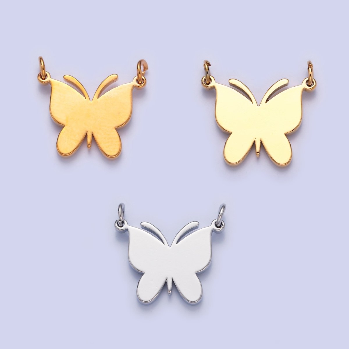 Dainty Gold Flat Butterfly Charm Connector Pendant for Necklace Bracelet 14K or 24K Gold Filled G-927 G-928 G-929