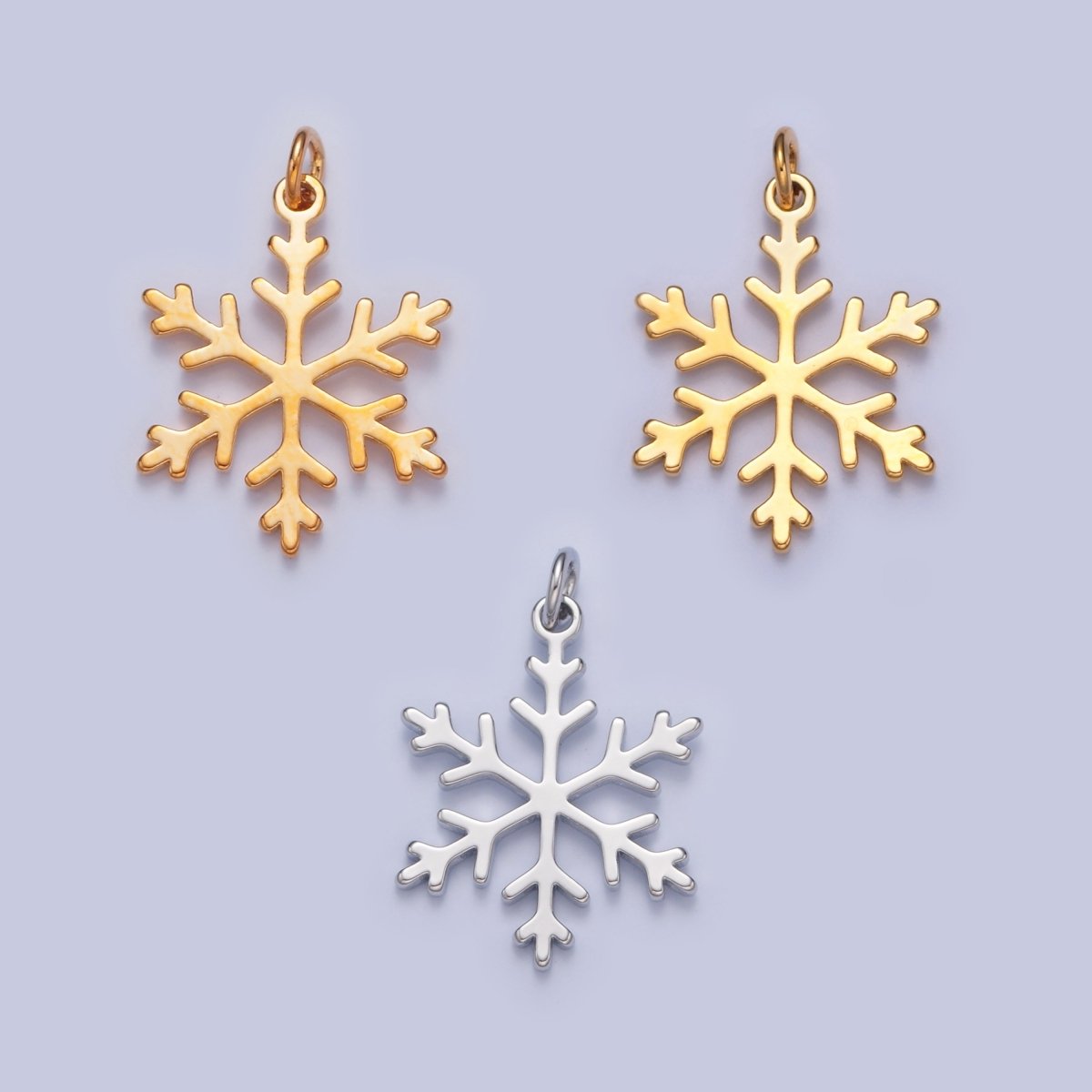 Dainty Gold Flat Snow Pendant Snowflake Charm for Necklace Bracelet Earring 14K or 24K Gold Filled W-155 W-156 W-285