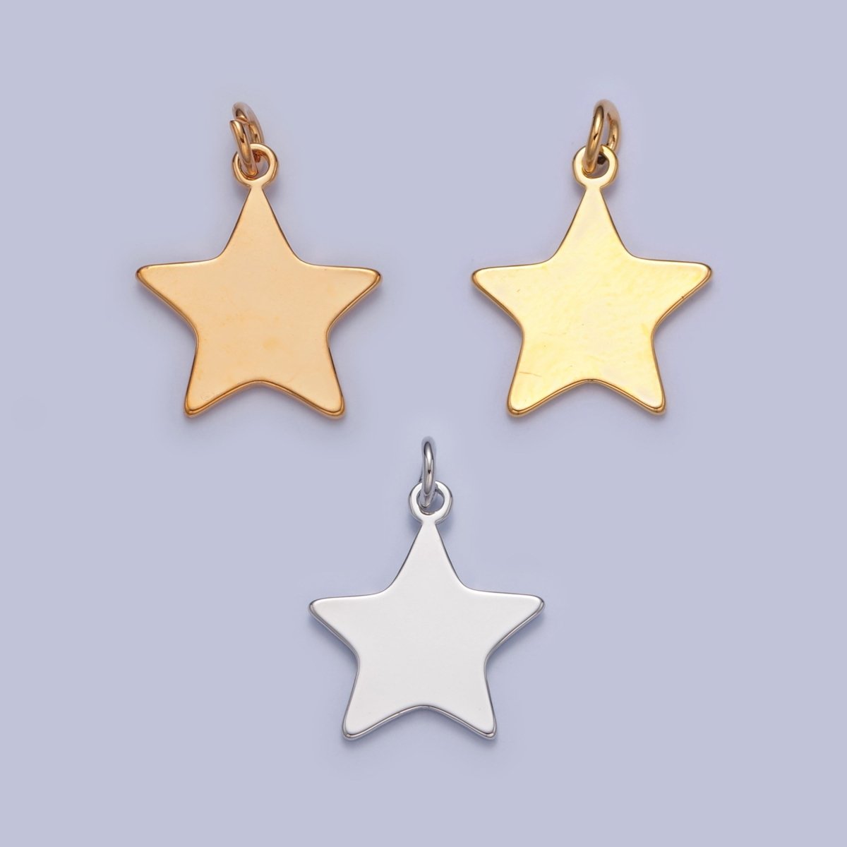 Dainty Gold Flat Star Pendant Only Charm for Necklace Bracelet Earring 14K or 24K Gold Filled W-152~W-154