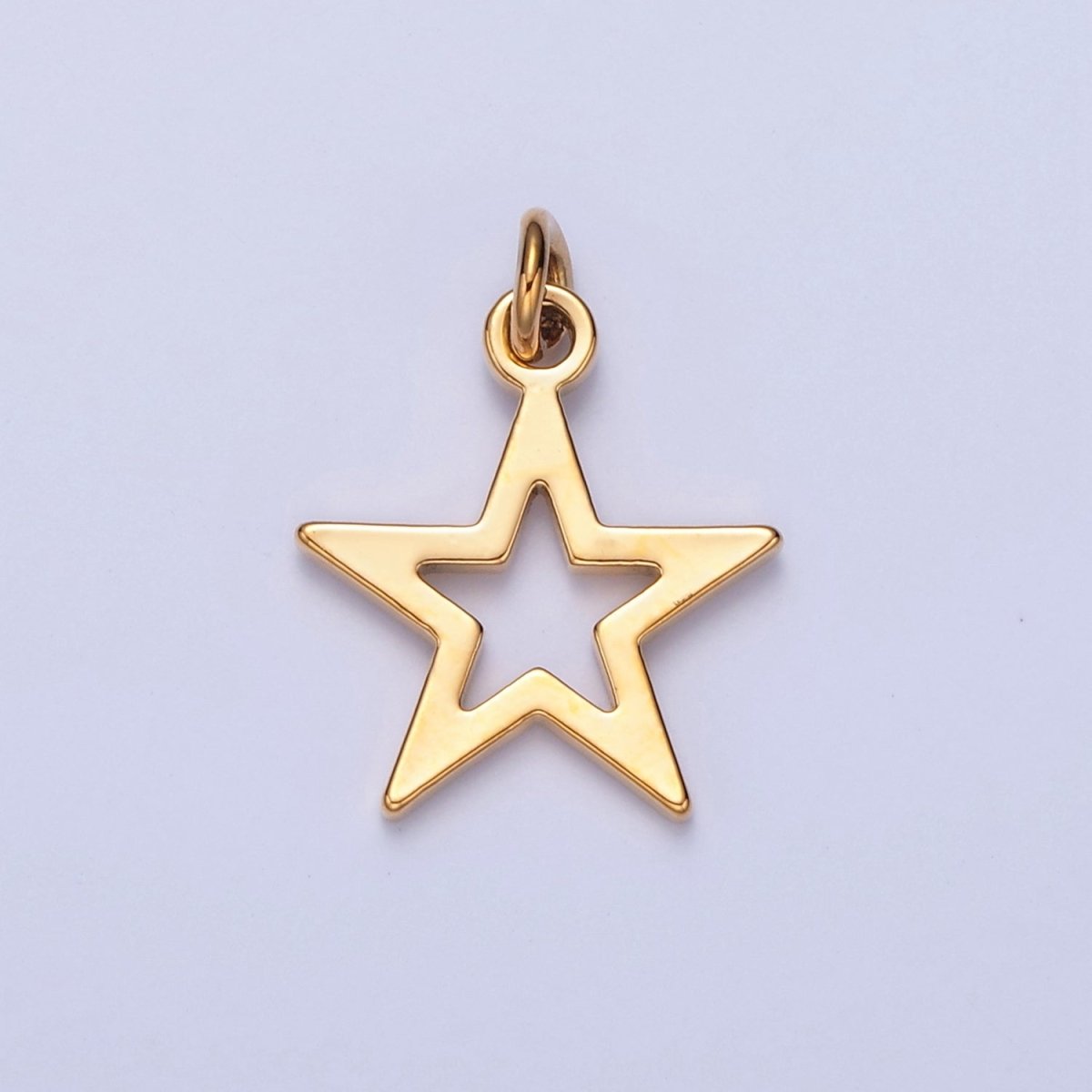 Dainty Gold Flat Star Pendant Open Star Charm for Necklace Bracelet Earring 14K or 24K Gold Filled W-466 W-467