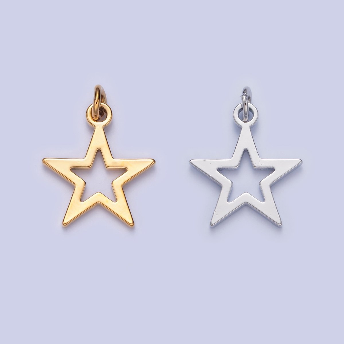 Dainty Gold Flat Star Pendant Open Star Charm for Necklace Bracelet Earring 14K or 24K Gold Filled W-466 W-467