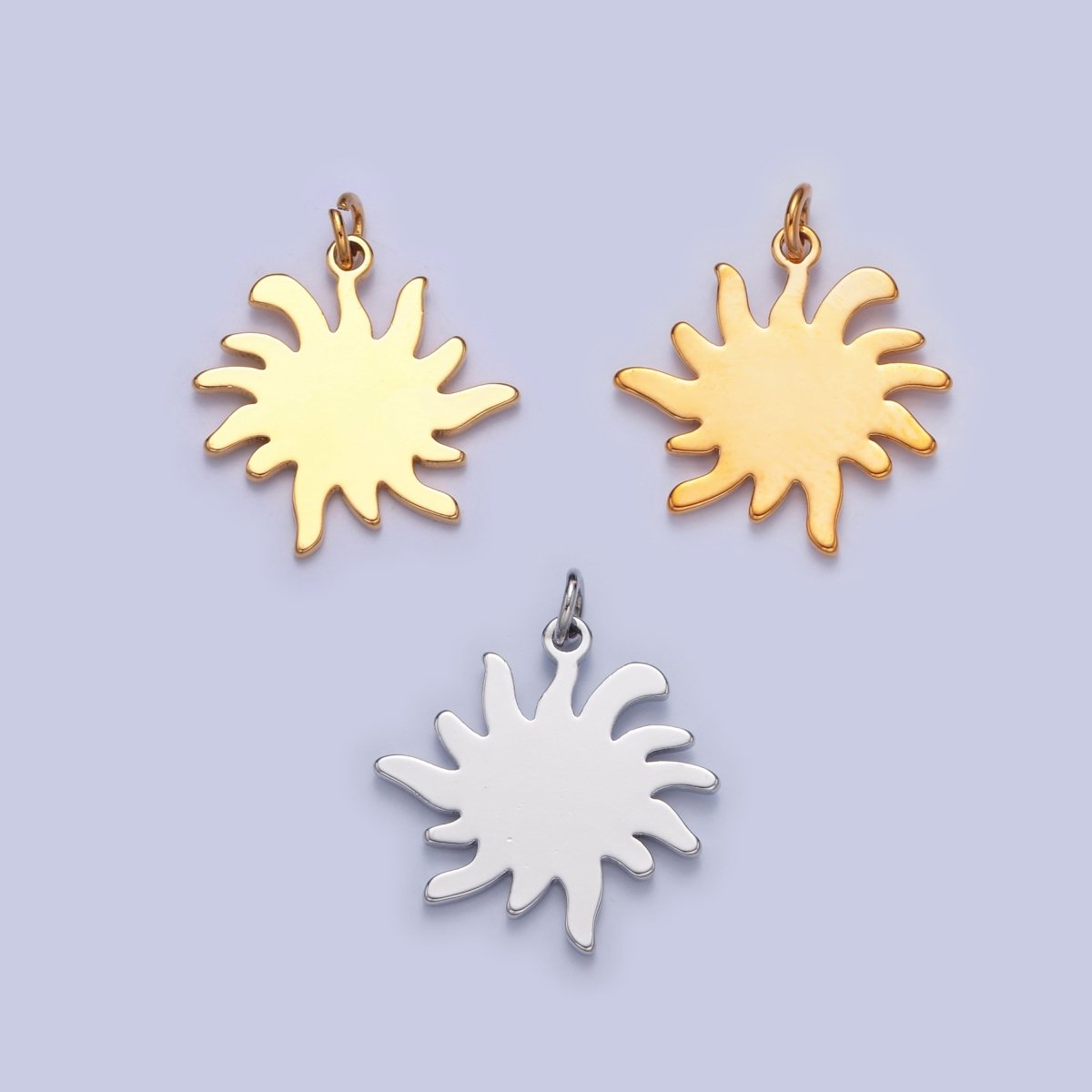 Dainty Gold Flat SUN Pendant Only Charm for Necklace Bracelet Earring 14K or 24K Gold Filled W-256~W-258