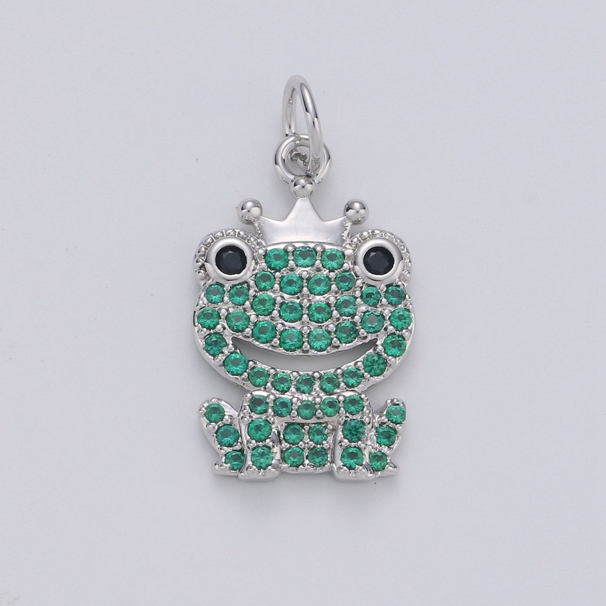 Dainty Gold Frog Pendant CZ Micro Pave Green Frog Charm D-121 D-122