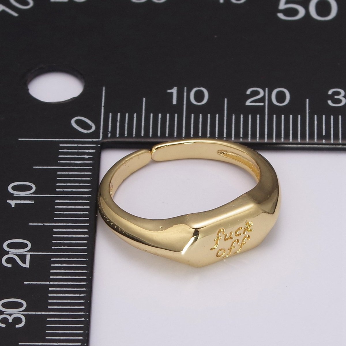 Dainty Gold Fuck Off  Signet Ring Fuckoff rings Open Adjustable signet ring gold rings for women U-133