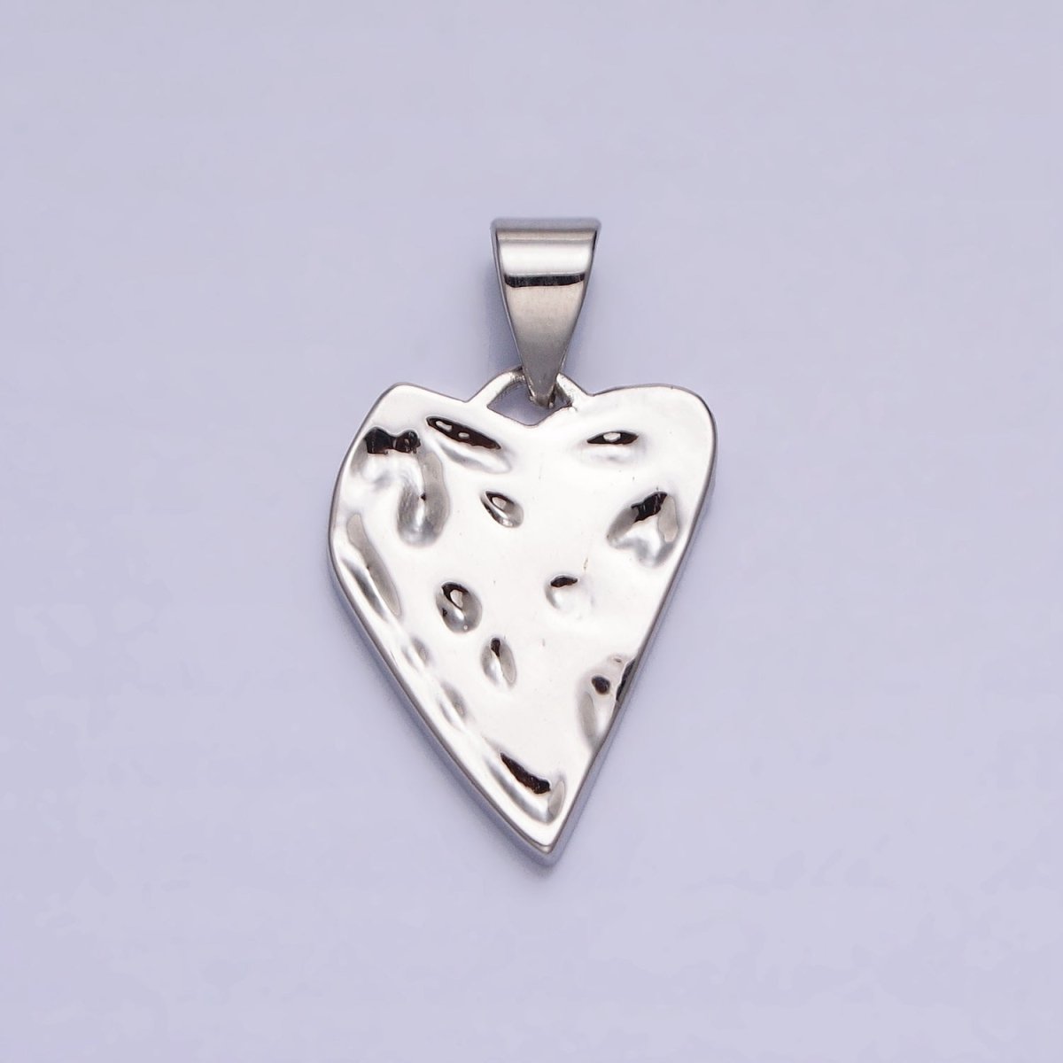 Dainty Gold Hammered Heart Charm, Silver Heart Pendant for Valentine Jewelry AC425 AC426