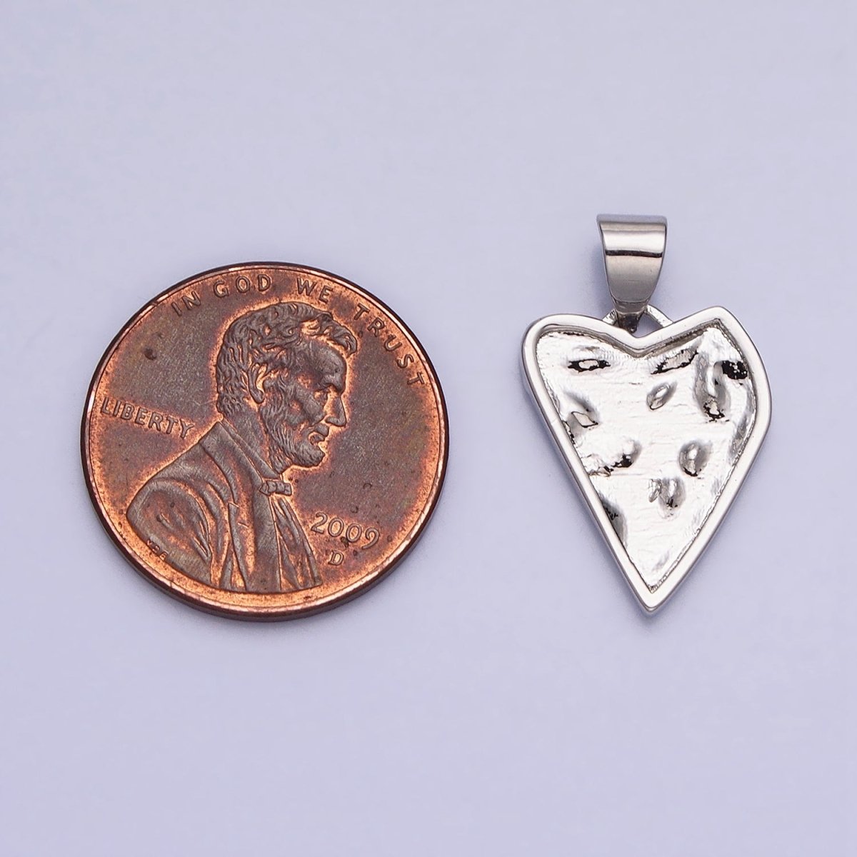 Dainty Gold Hammered Heart Charm, Silver Heart Pendant for Valentine Jewelry AC425 AC426