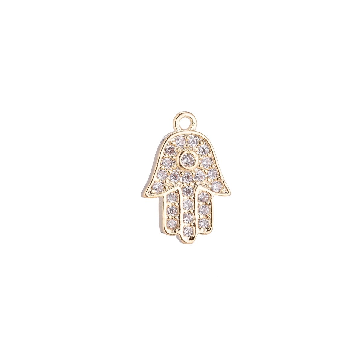 Dainty Gold Hamsa Hand Cubic Zirconia Charm for Bracelet Necklace Pendant Earring Findings for Jewelry Making E-544 E-582