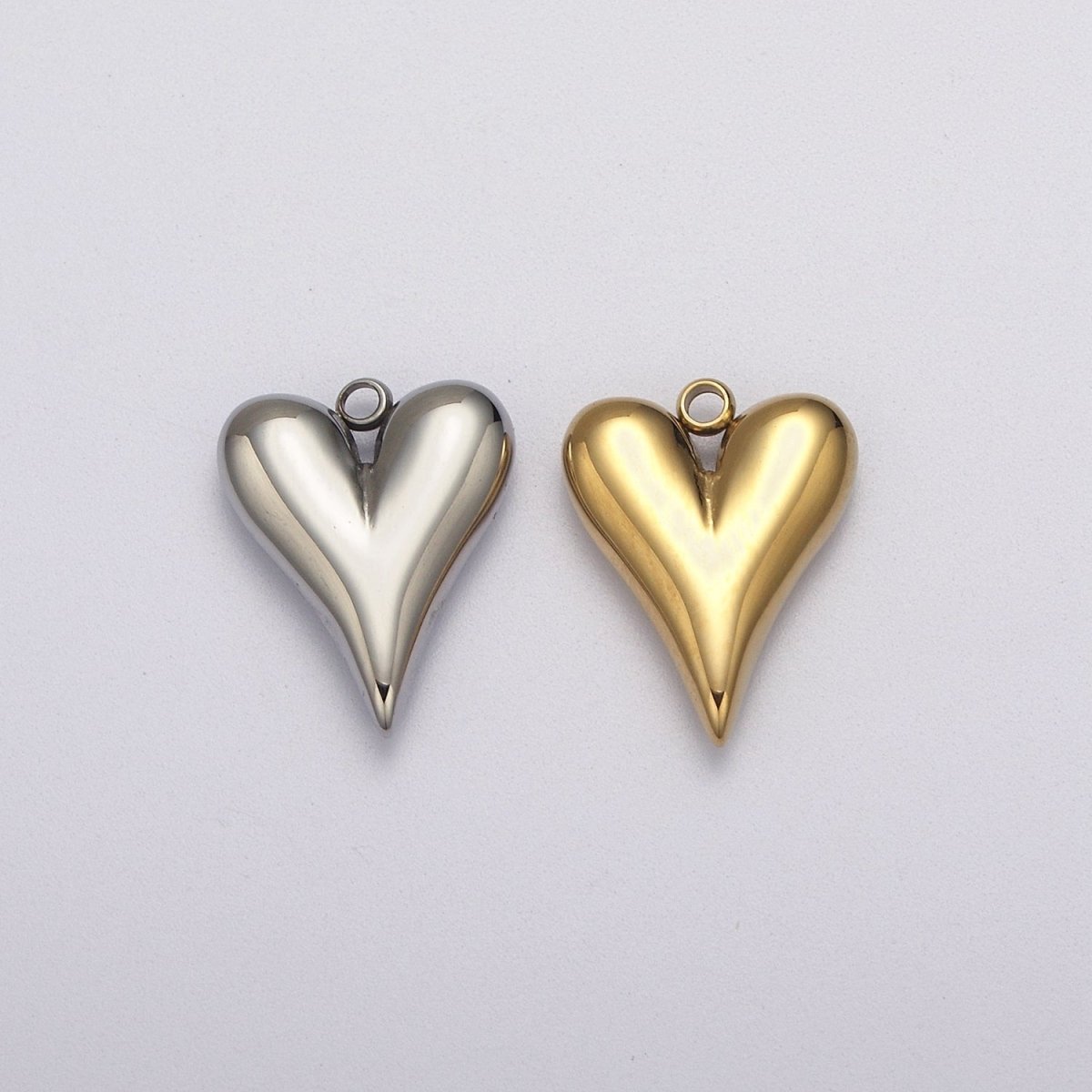 Dainty Gold Heart Charm, Earring Charm, Heart Necklace Pendant, Bracelet Charm Stainless Steel Finding E-749