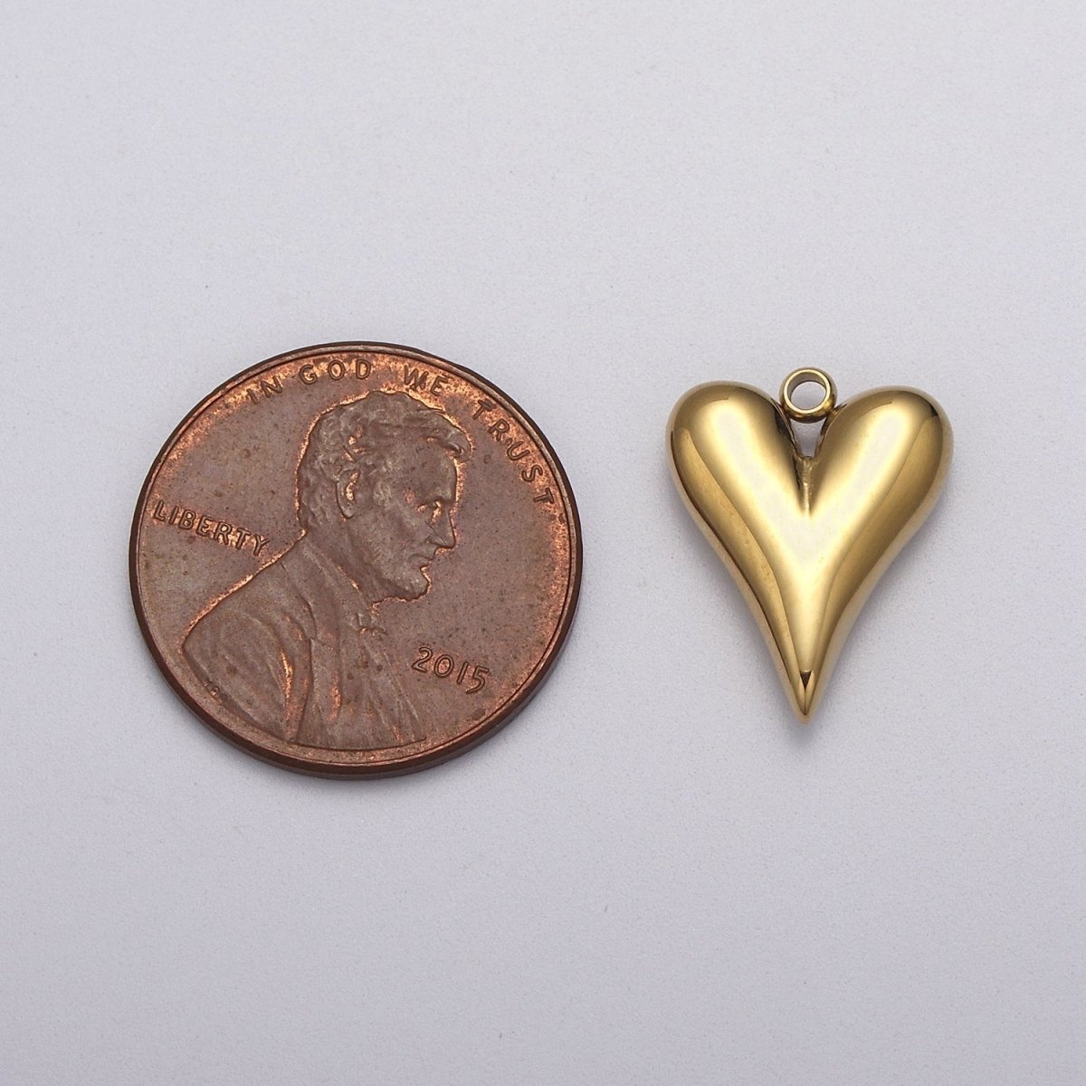 Dainty Gold Heart Charm, Earring Charm, Heart Necklace Pendant, Bracelet Charm Stainless Steel Finding E-749