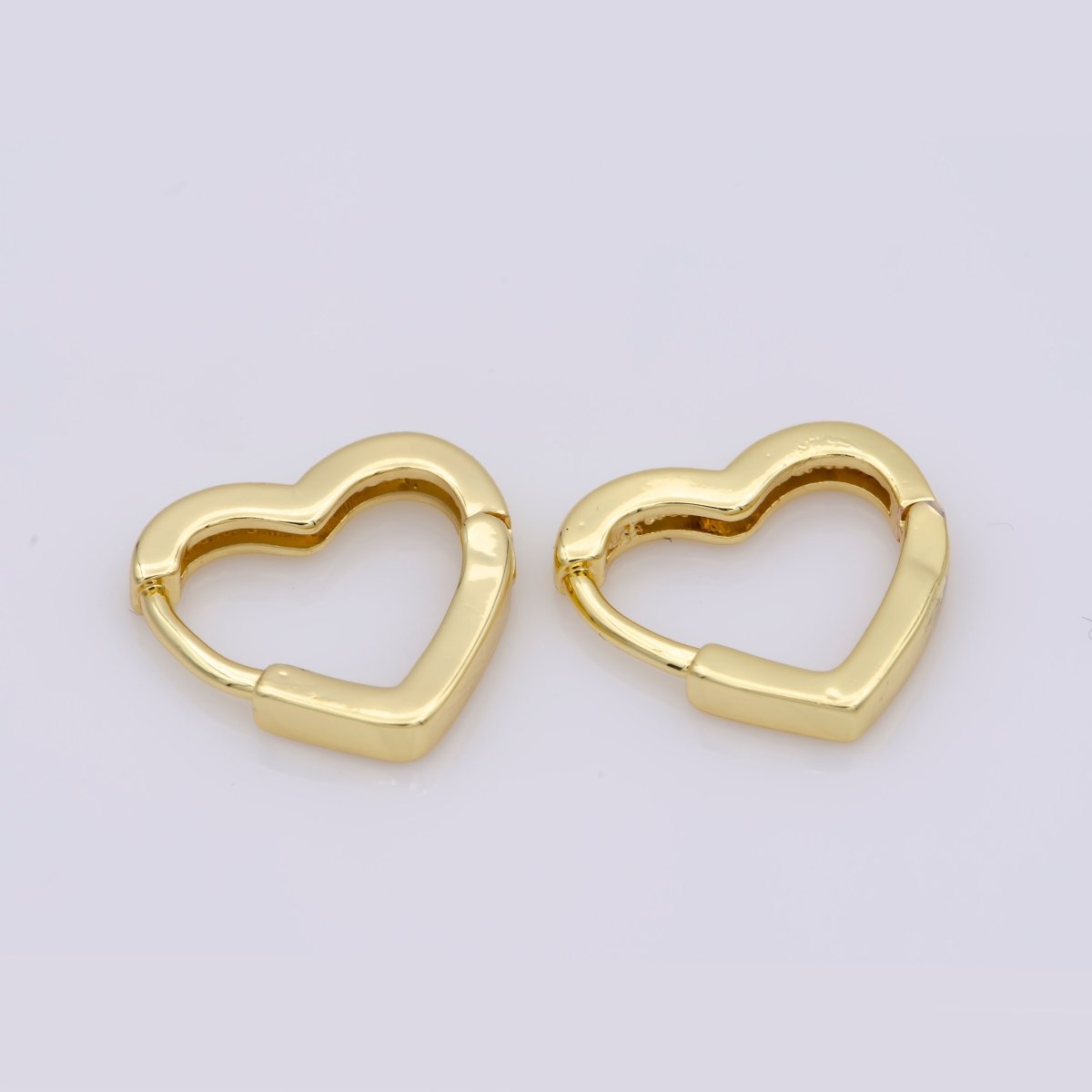 Dainty Gold Heart Hoop Earrings, Small Gold One Touch Hoops, Heart Earring Gift For Her 24k Gold Filled Earring K-582 K-760 Q-084
