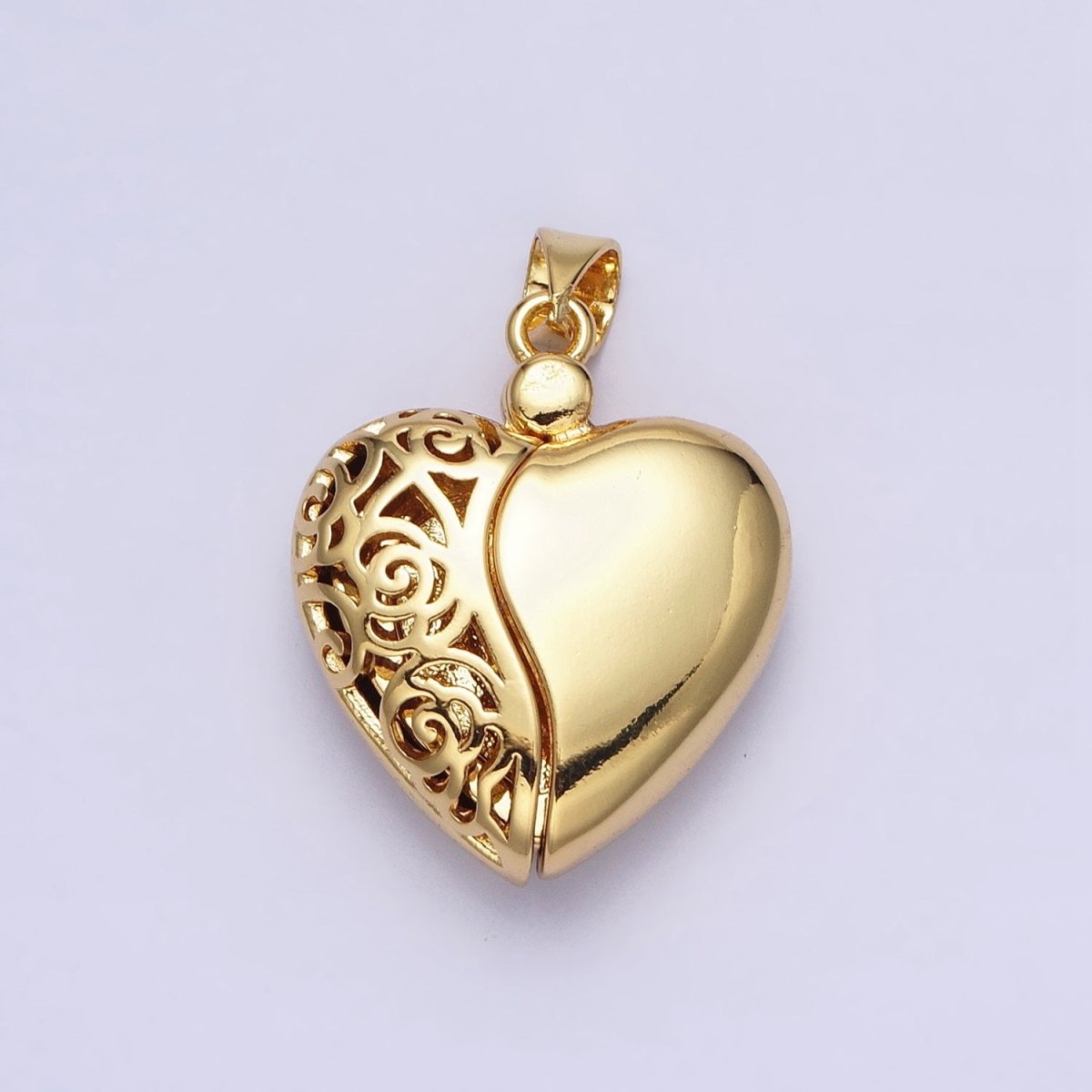 Dainty Gold Heart Pendant Cosmic Open Heart Charm Locket for Valentine Jewelry AA261 - DLUXCA
