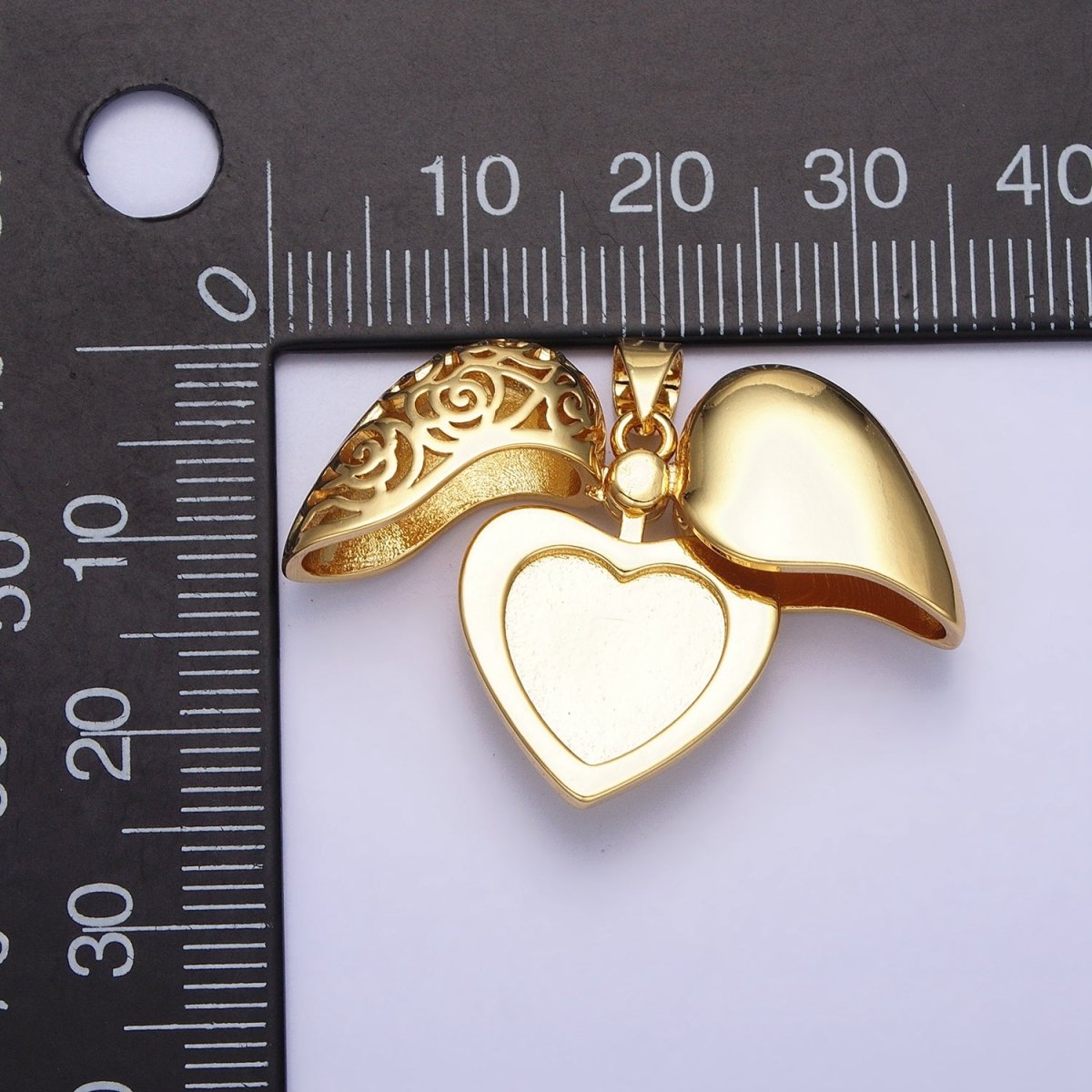 Dainty Gold Heart Pendant Cosmic Open Heart Charm Locket for Valentine Jewelry AA261 - DLUXCA