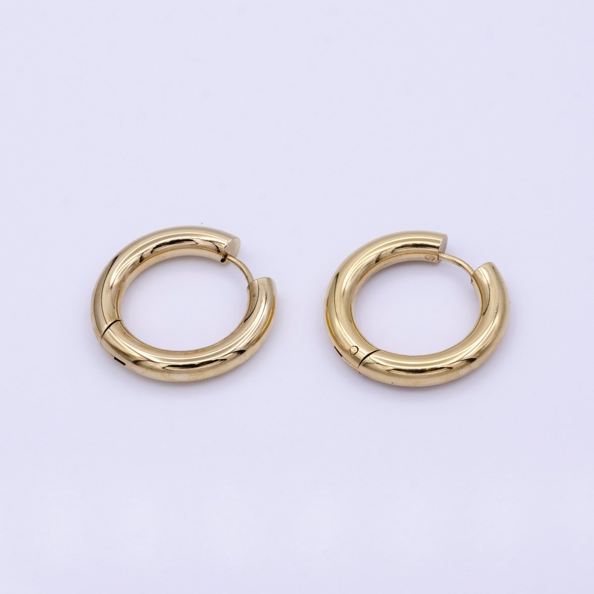 Dainty Gold Hoop Huggie Earrings 23mm Stainless Steel Hypoallergenic, Sleeper Hoops AD877