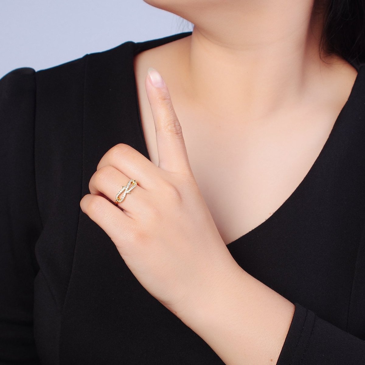 Dainty Gold Infinity Ring O-2126 - DLUXCA