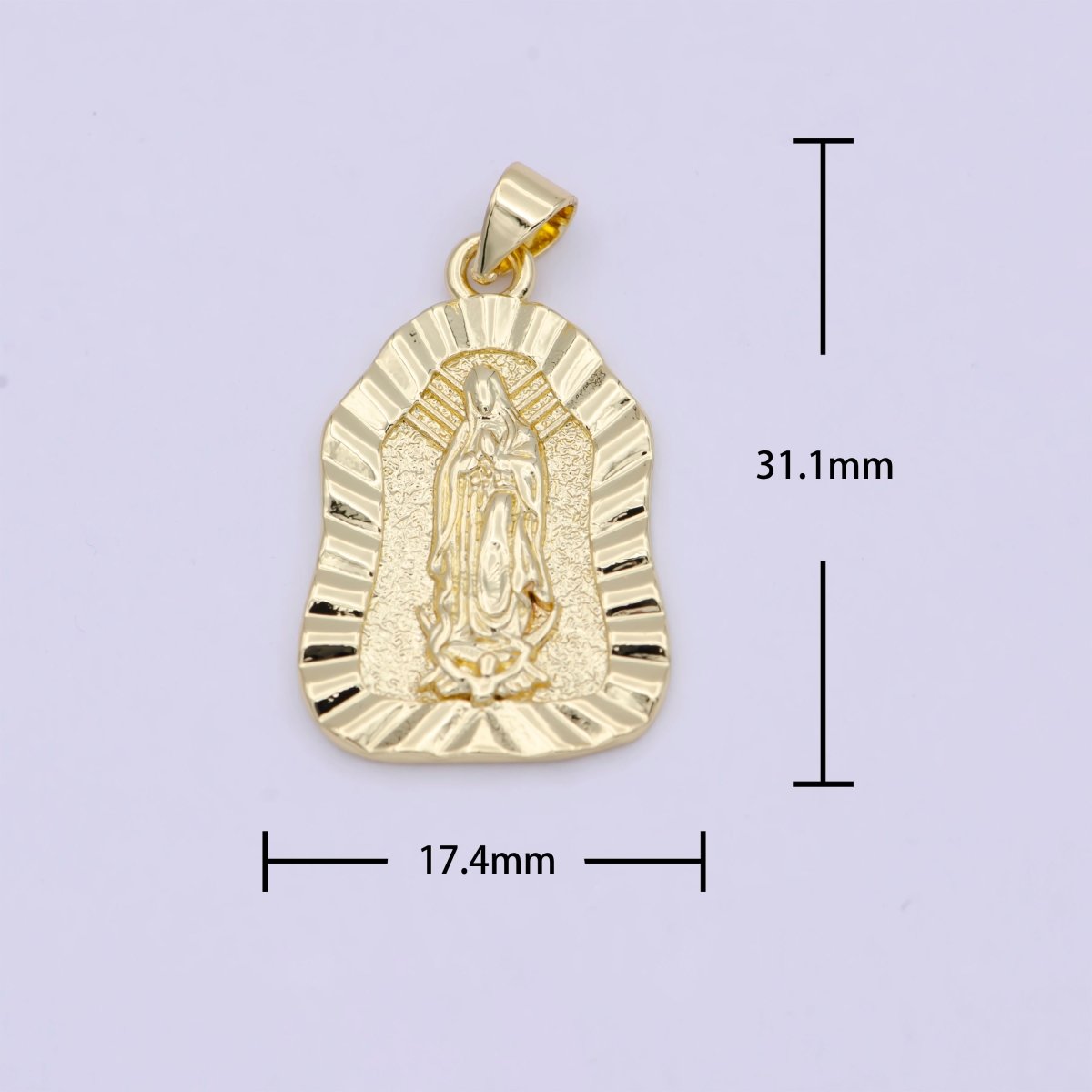 Dainty Gold Lady Guadalupe Charm Virgin Mary Pendant N-624 - DLUXCA