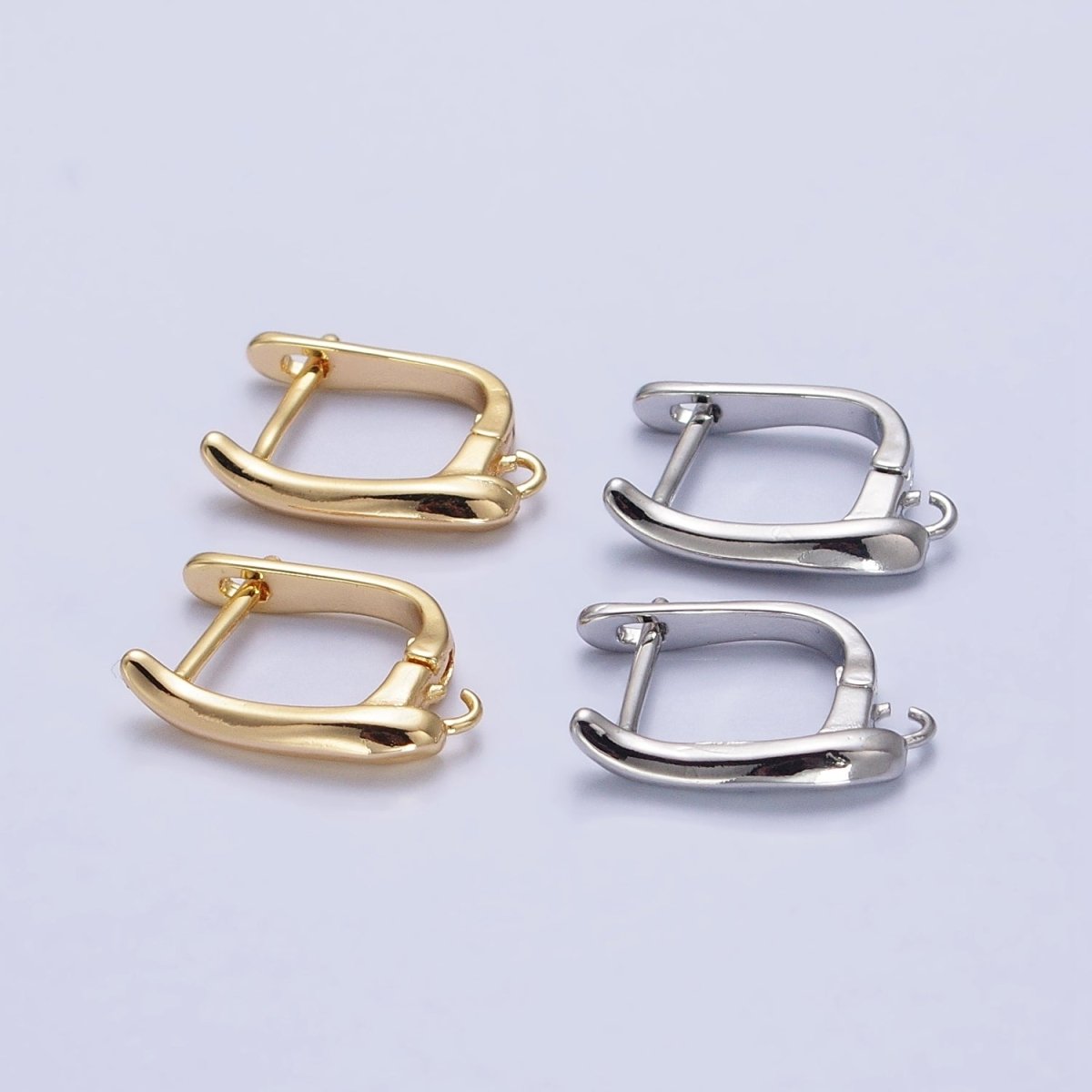 Dainty Gold Leverback Earring Silver Open Link Huggie Earring for Jewelry Making Supply Z-156 Z-157