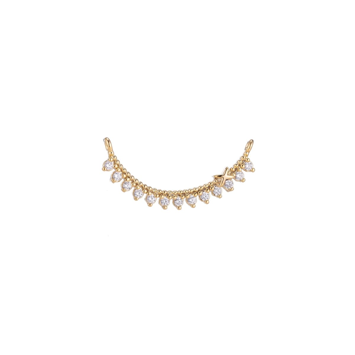 Dainty Gold Linked Crystal Bracelet Connector, Elegant Micro Pave CZ Charm, Minimalist Chic Necklace Pendant for Jewelry Making F-743 - DLUXCA