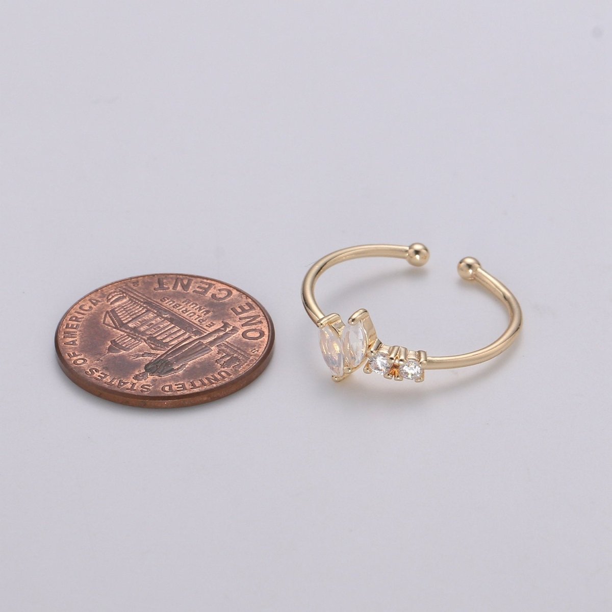 Dainty Gold Marquise Ring Marquise Fan Ring Gold Open Ring Minimalist Ring Open Ring for Christmas gift R-114 - DLUXCA