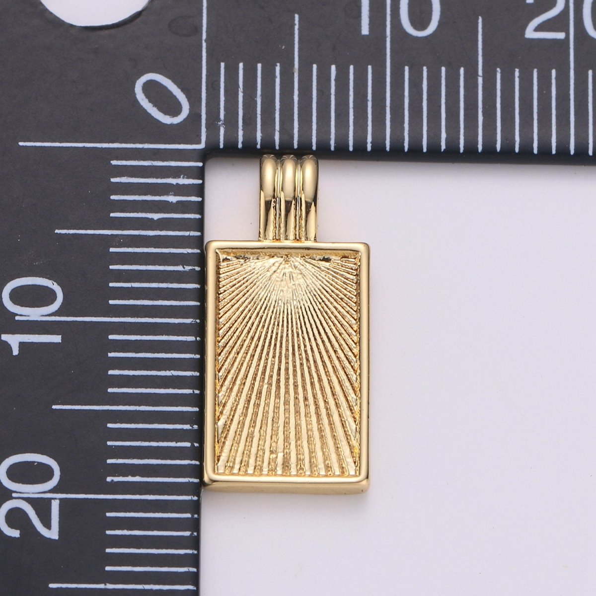 Dainty Gold Medallion Charm 24k Gold Filled Rectangle Pendant Gold Sunburst Charm Necklace Component Supply Geometric Jewelry D-075 I-671