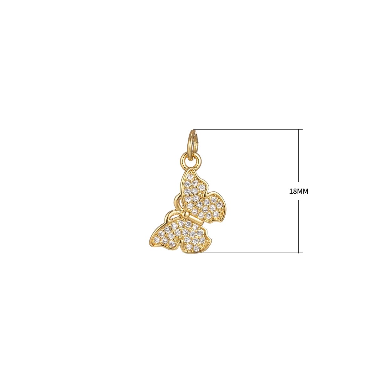 Dainty Gold Micro Pave Butterfly Charm, Cubic Zirconia Mariposa Pendant Charm, Charm, DIY Jewelry M-244