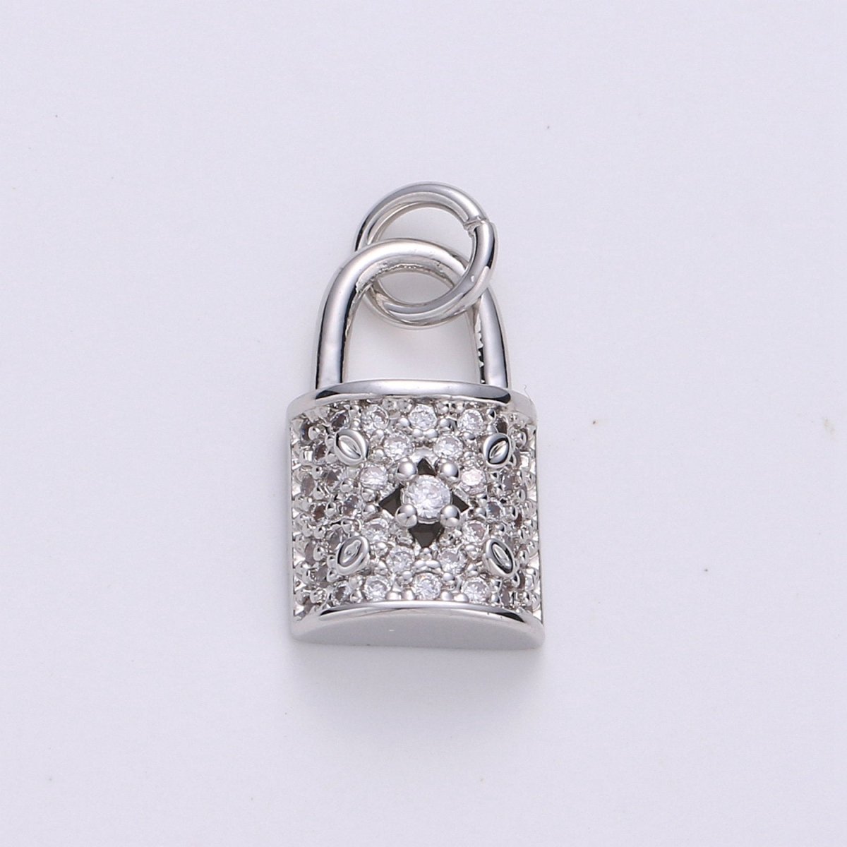 Dainty Gold Micro Pave Lock charm for Jewelry making, Minimalist Padlock charm for Bracelet Necklace Earring Component Silver Padlock Charm, D-061 D-062