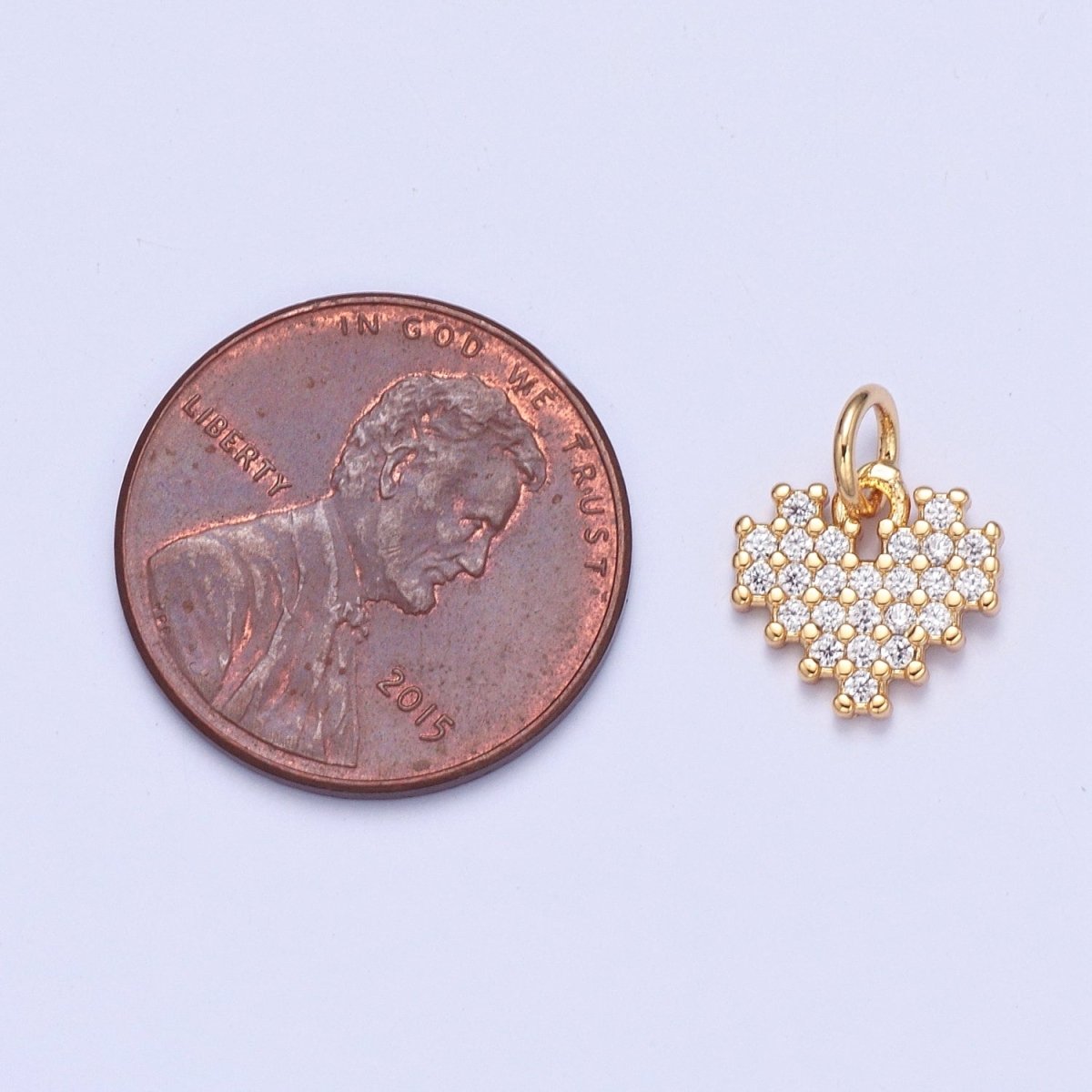 Dainty Gold Micro Paved Heart Add on CZ Charm | X-105 - DLUXCA